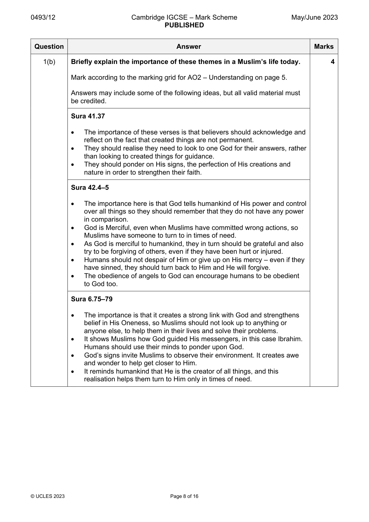 Mark scheme, page 8 of 16