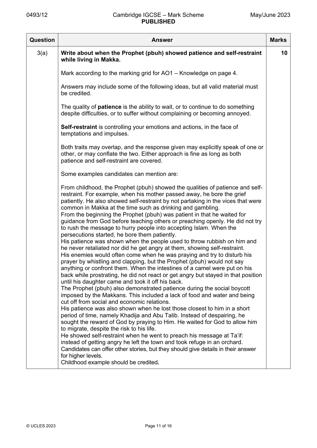 Mark scheme, page 11 of 16