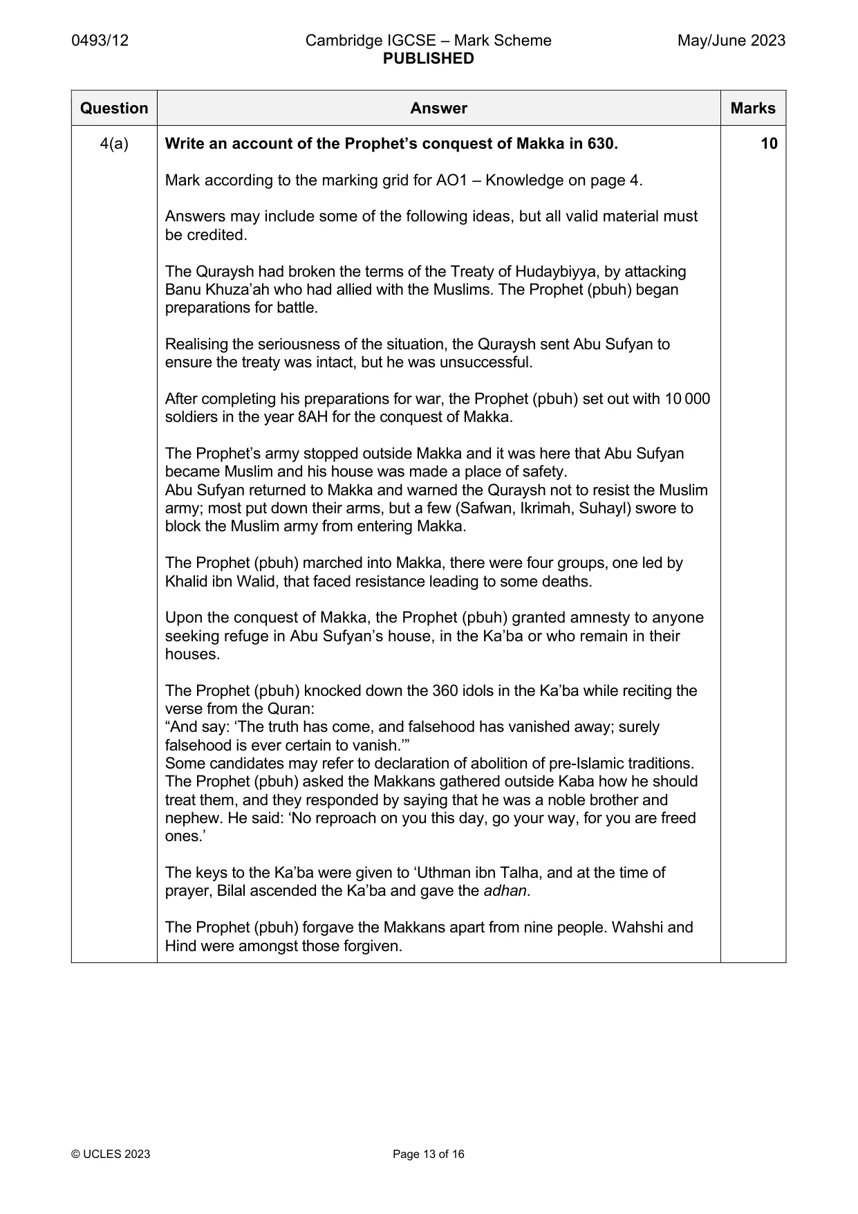 Mark scheme, page 13 of 16