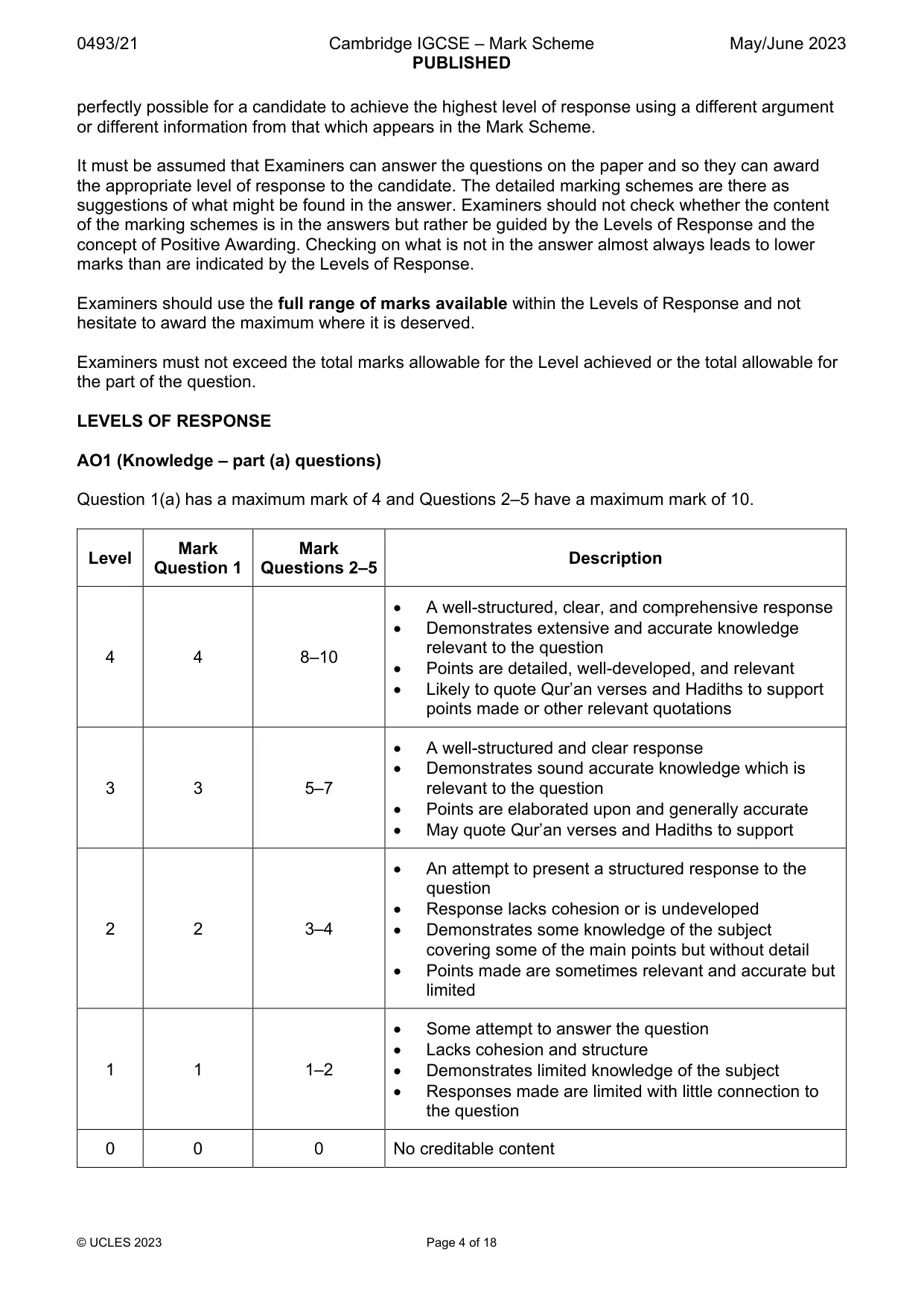 Mark scheme, page 4 of 18