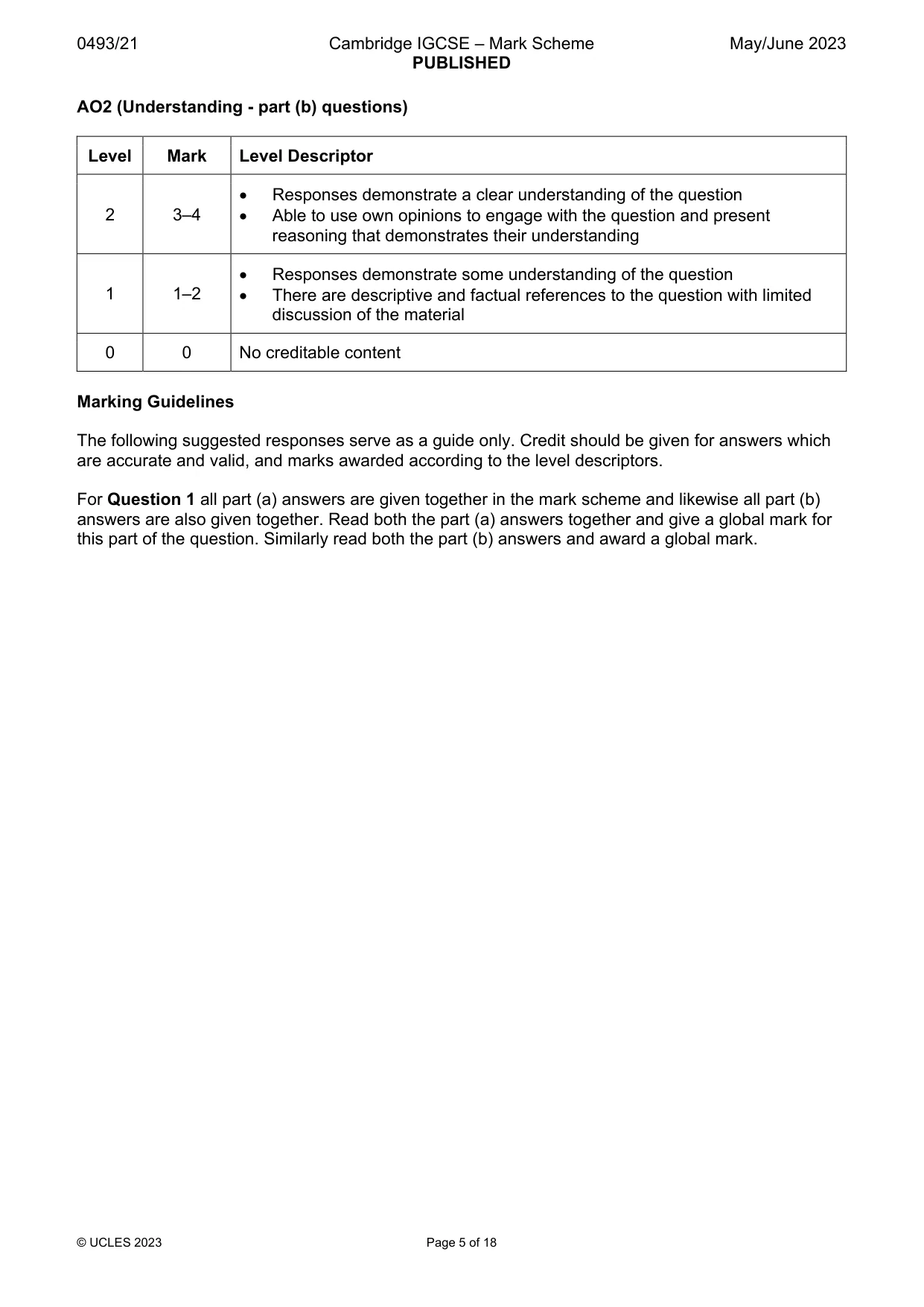 Mark scheme, page 5 of 18