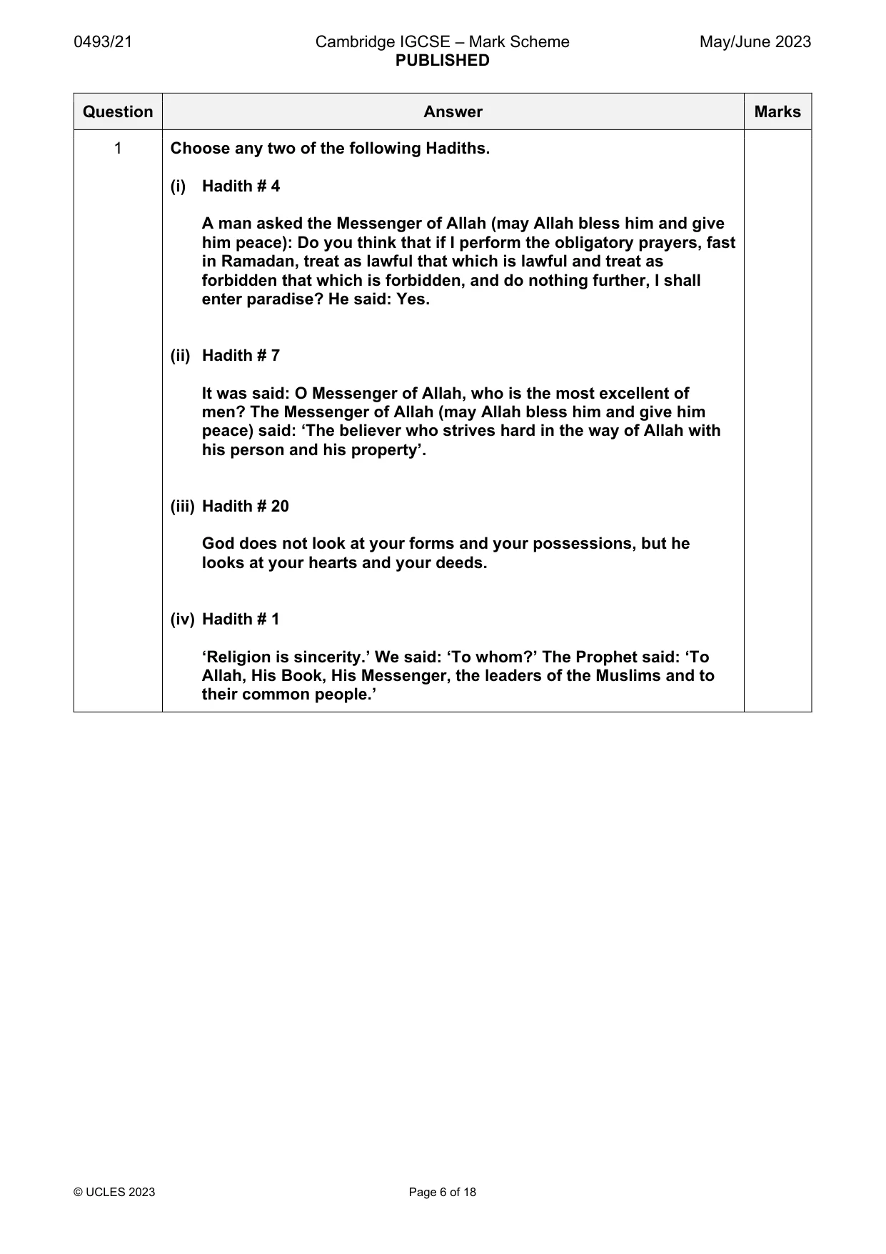Mark scheme, page 6 of 18