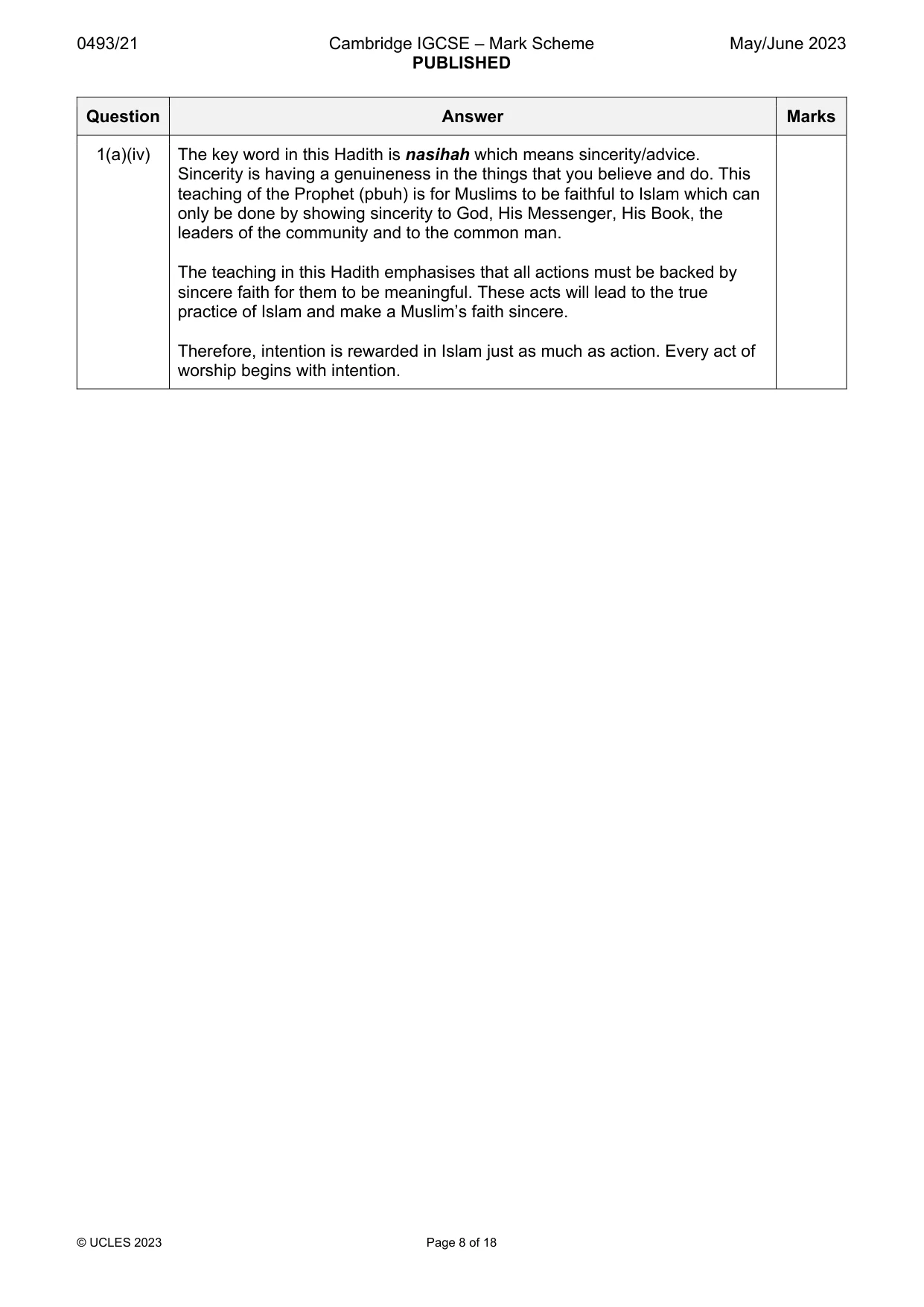 Mark scheme, page 8 of 18