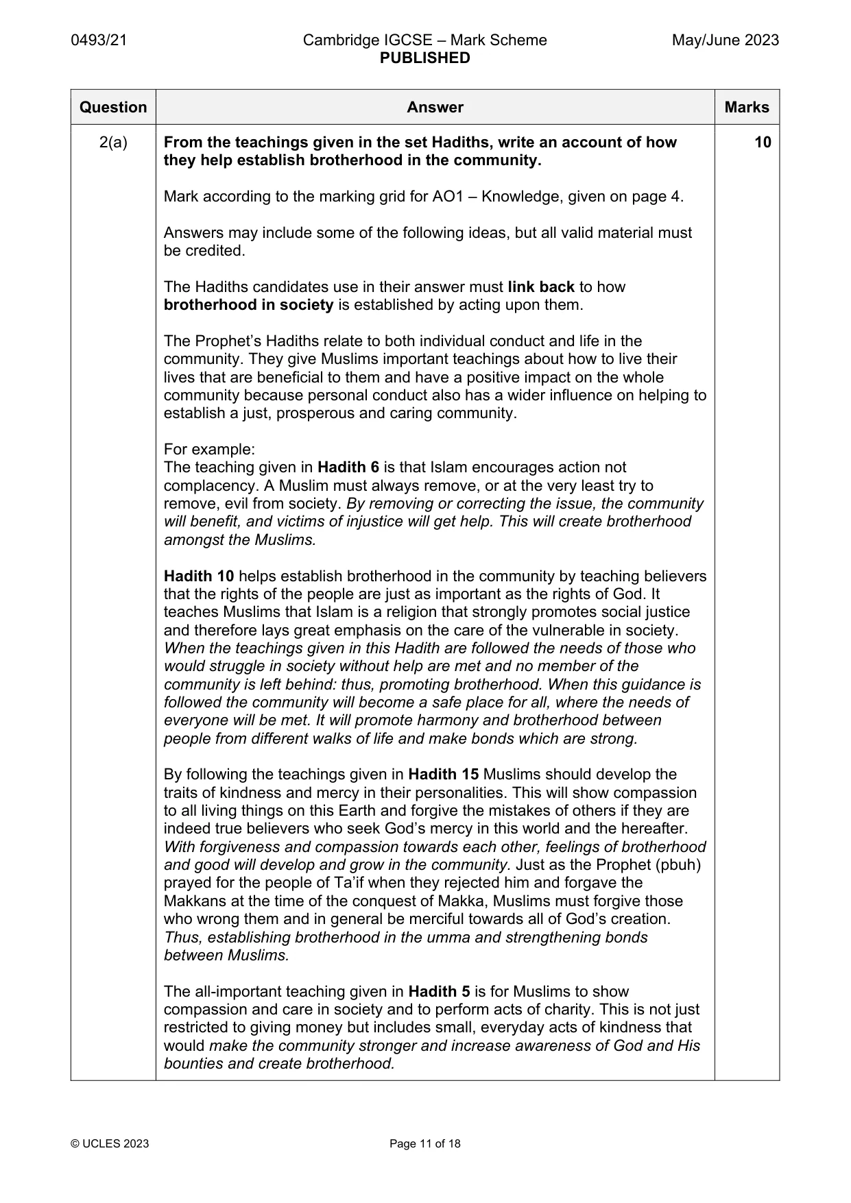 Mark scheme, page 11 of 18