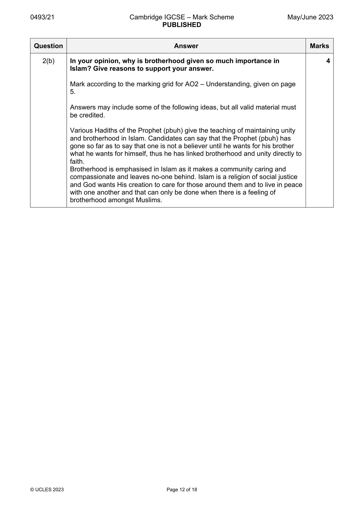 Mark scheme, page 12 of 18