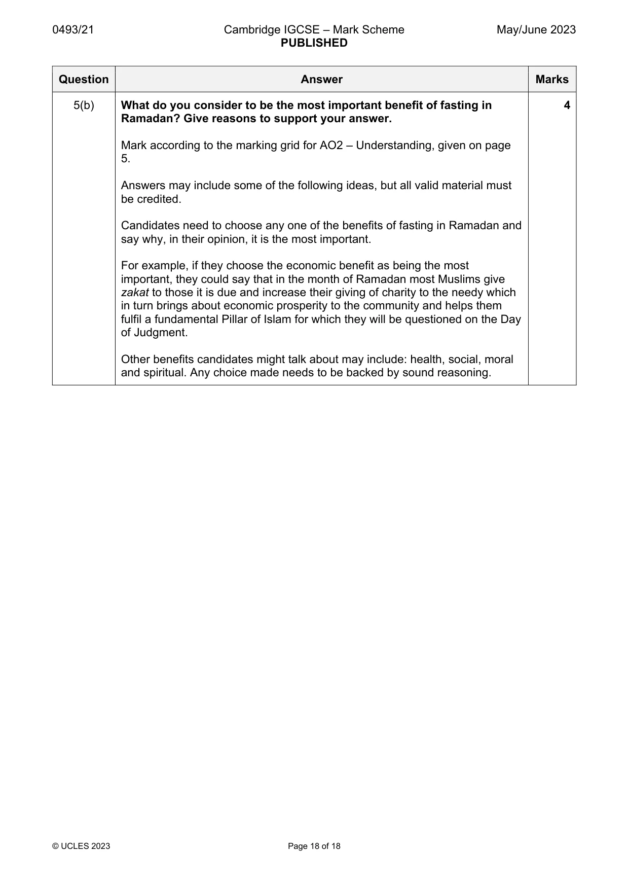 Mark scheme, page 18 of 18