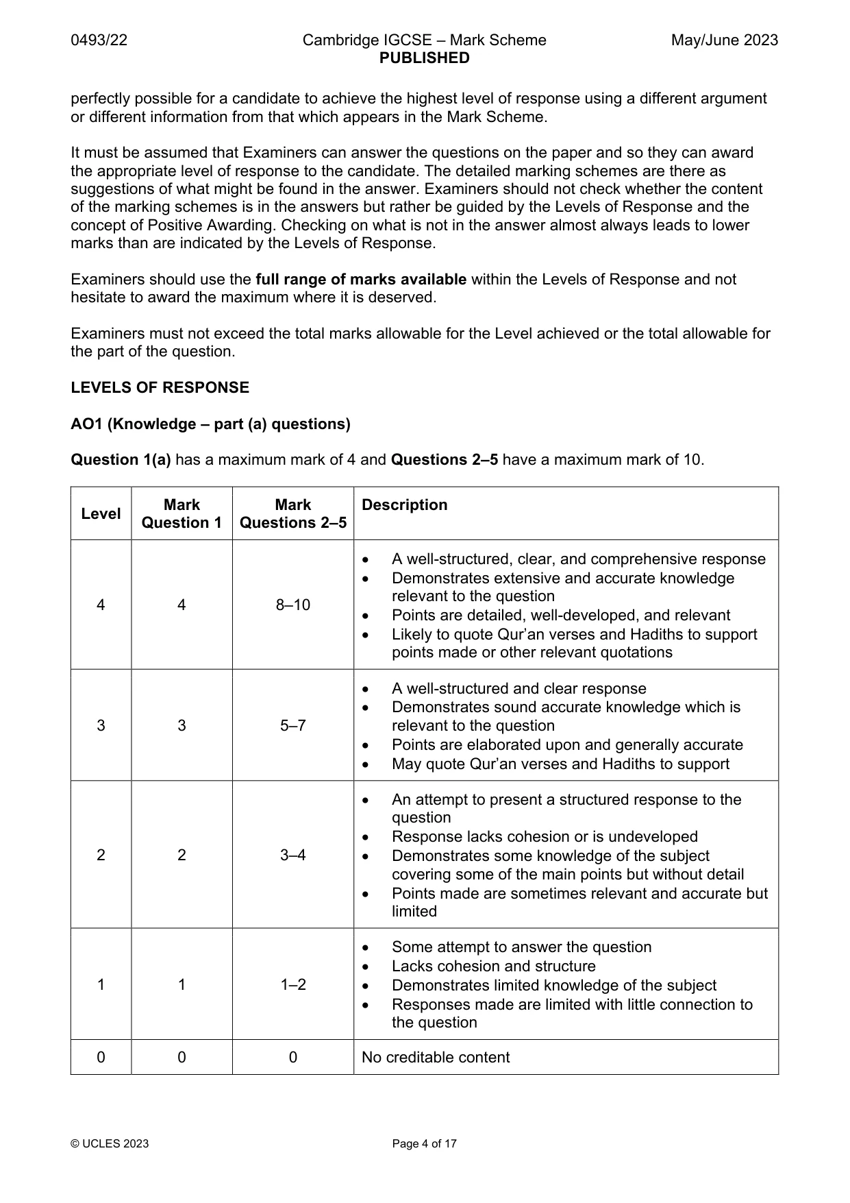 Mark scheme, page 4 of 17