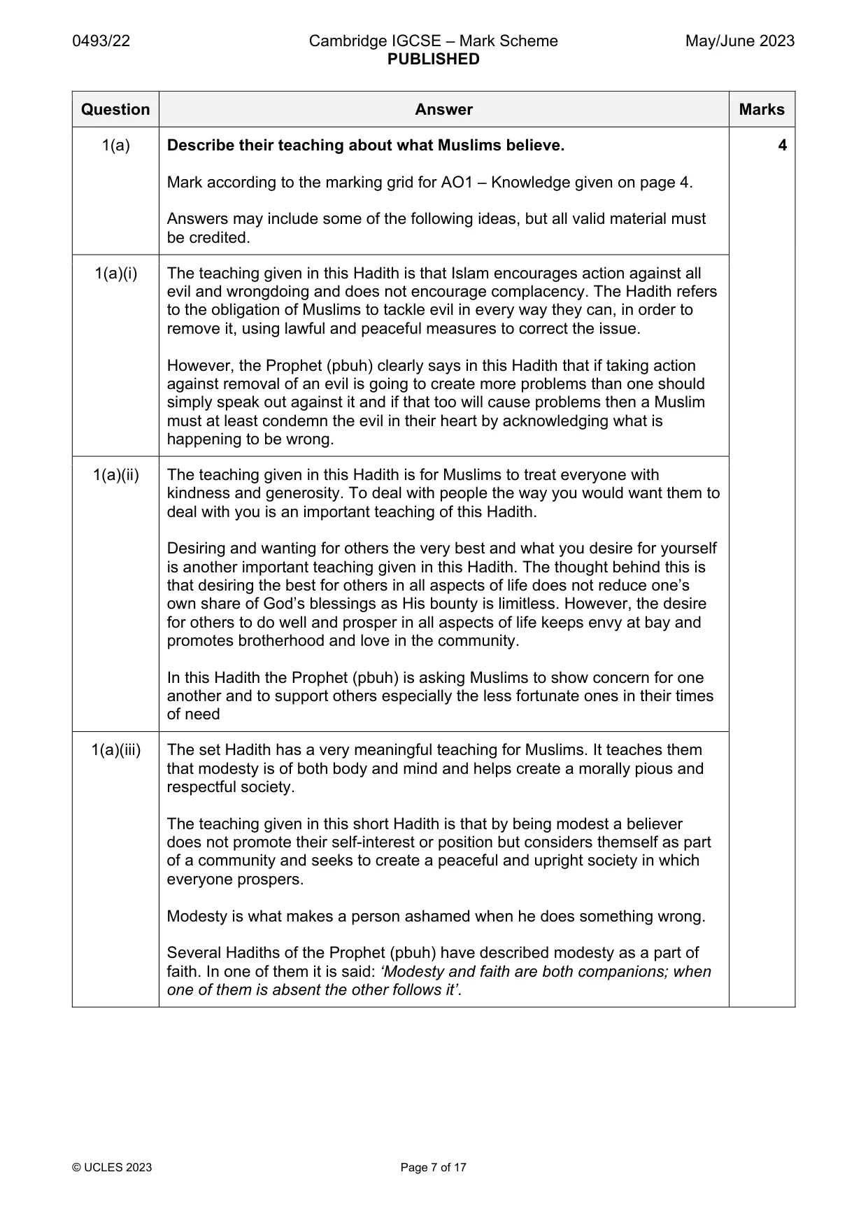 Mark scheme, page 7 of 17