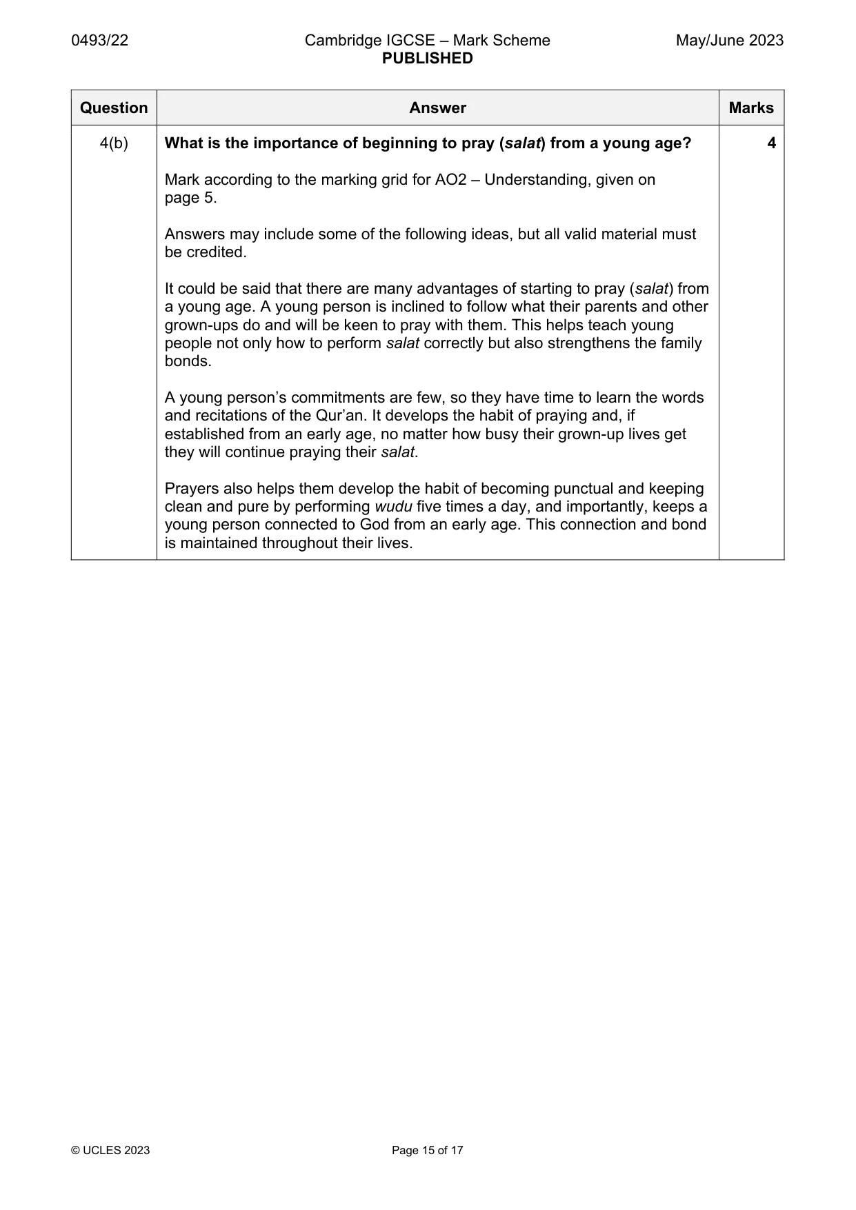 Mark scheme, page 15 of 17