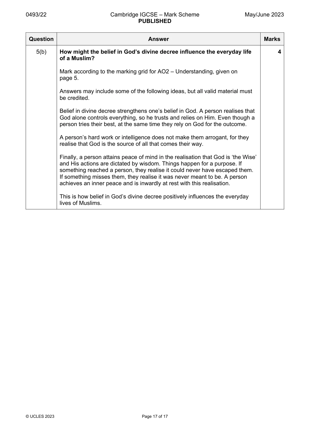 Mark scheme, page 17 of 17