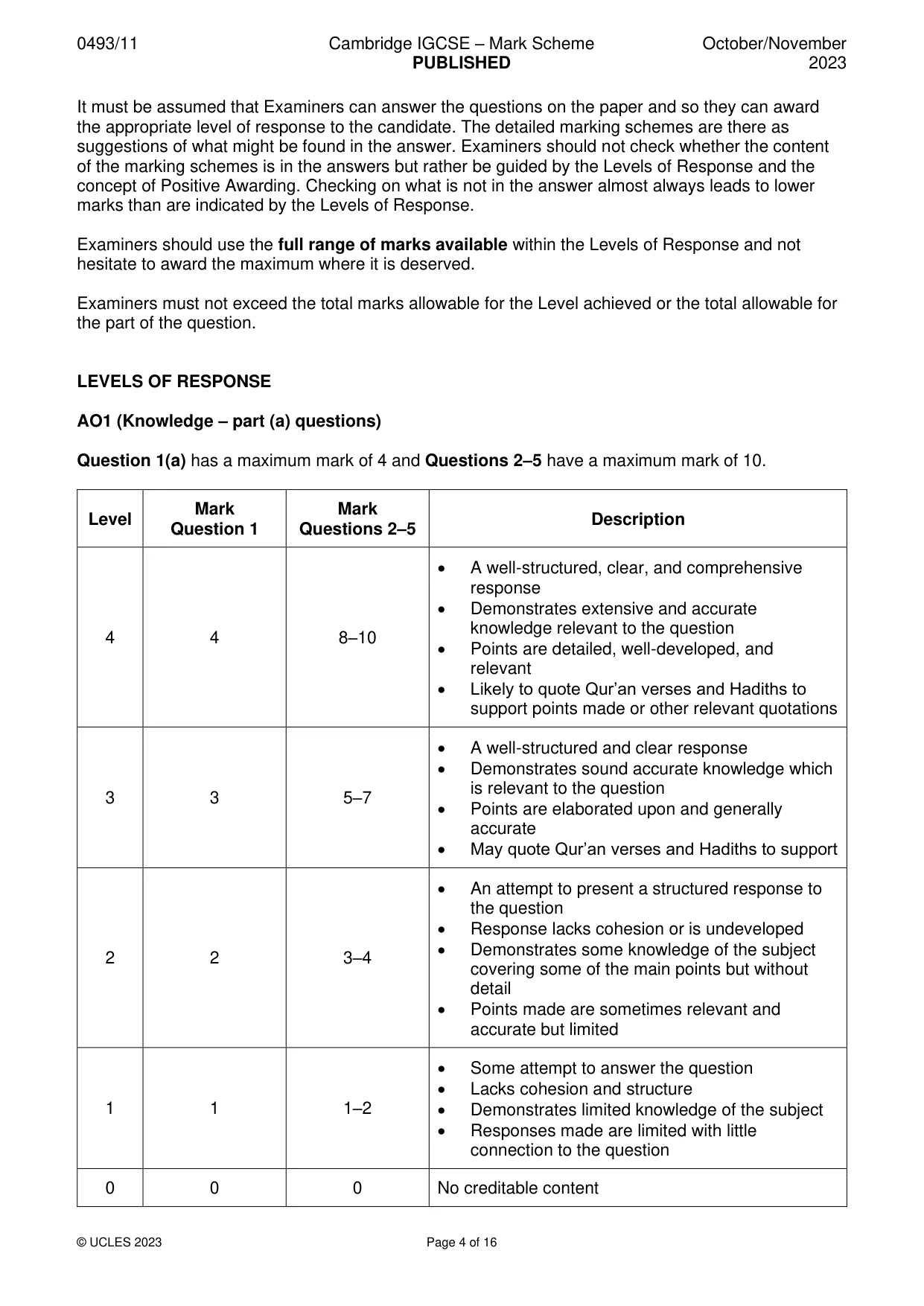 Mark scheme, page 4 of 16