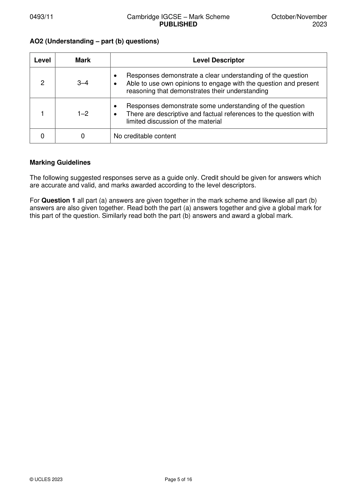 Mark scheme, page 5 of 16