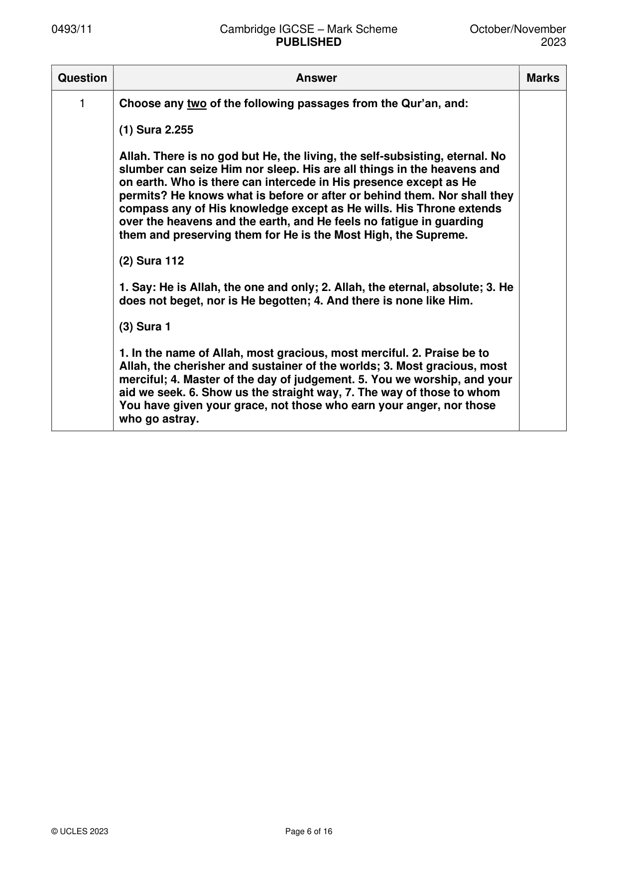 Mark scheme, page 6 of 16