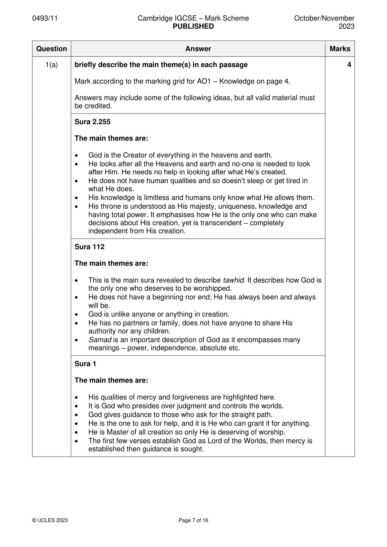 Mark scheme, page 7 of 16