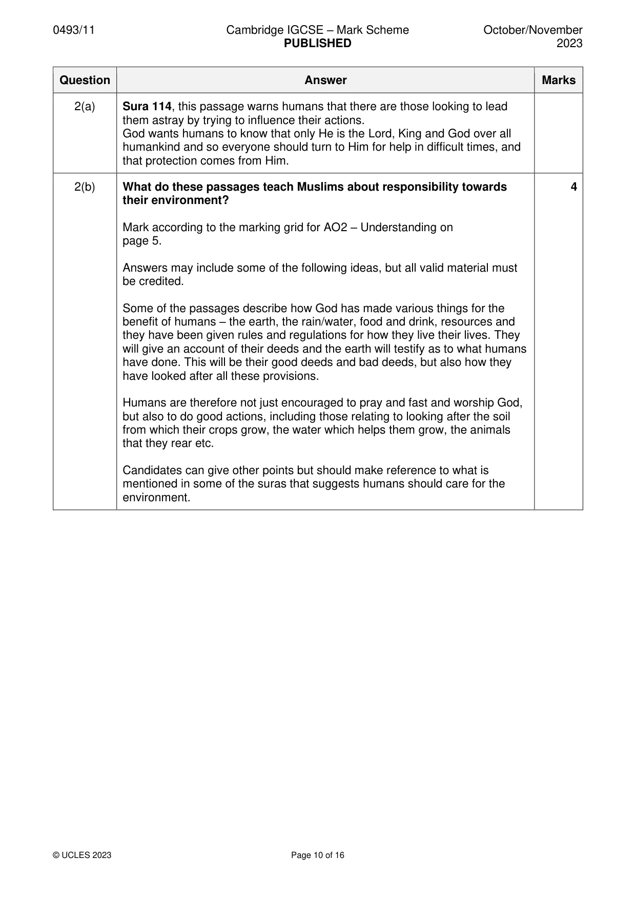 Mark scheme, page 10 of 16