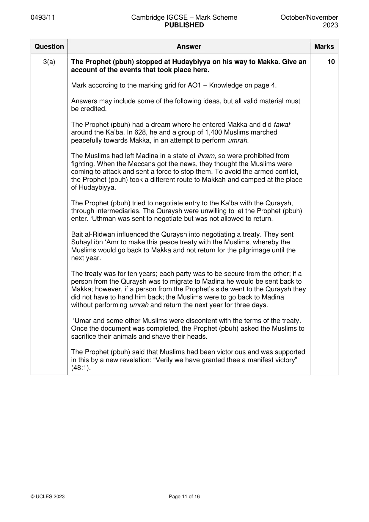 Mark scheme, page 11 of 16