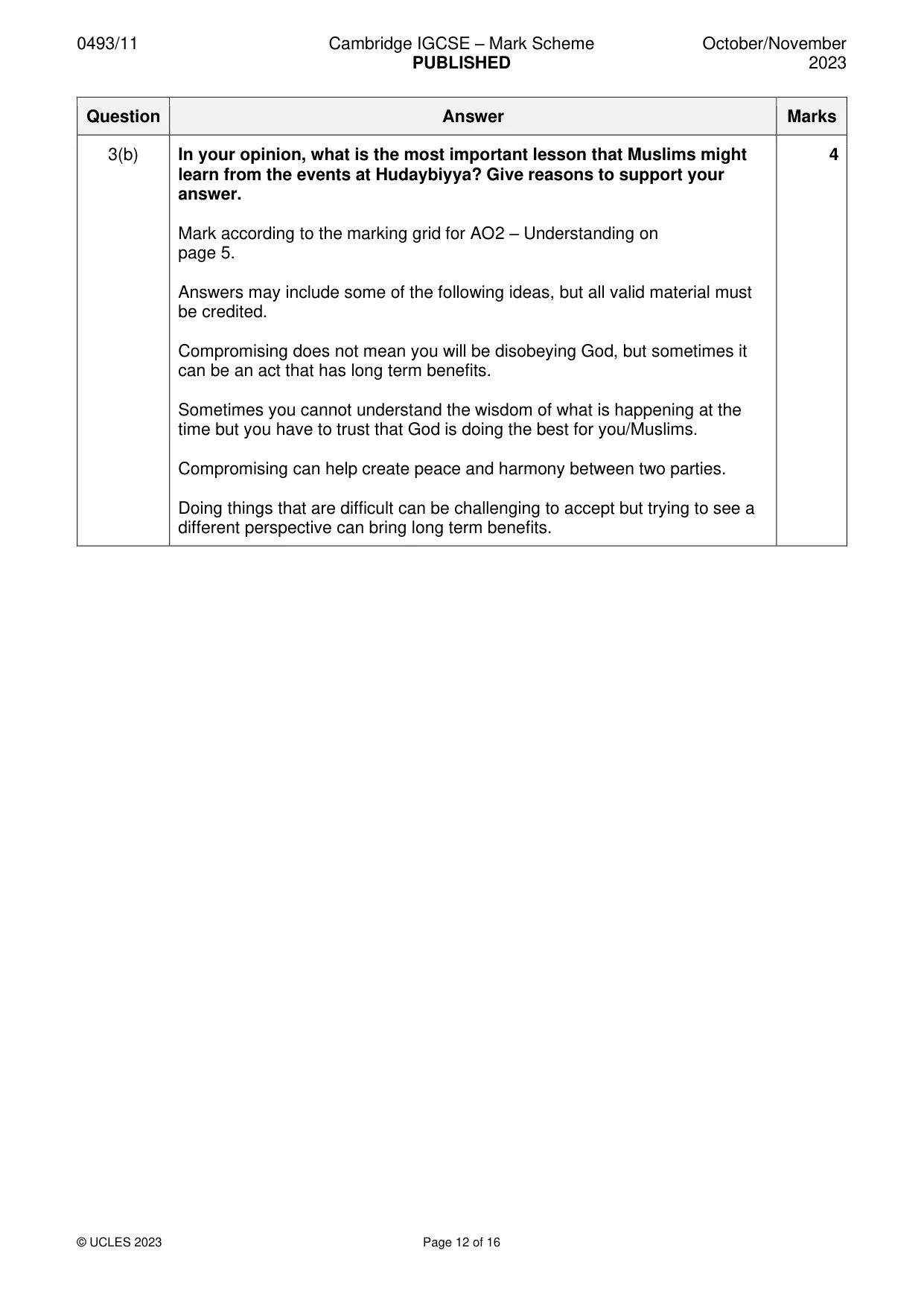 Mark scheme, page 12 of 16