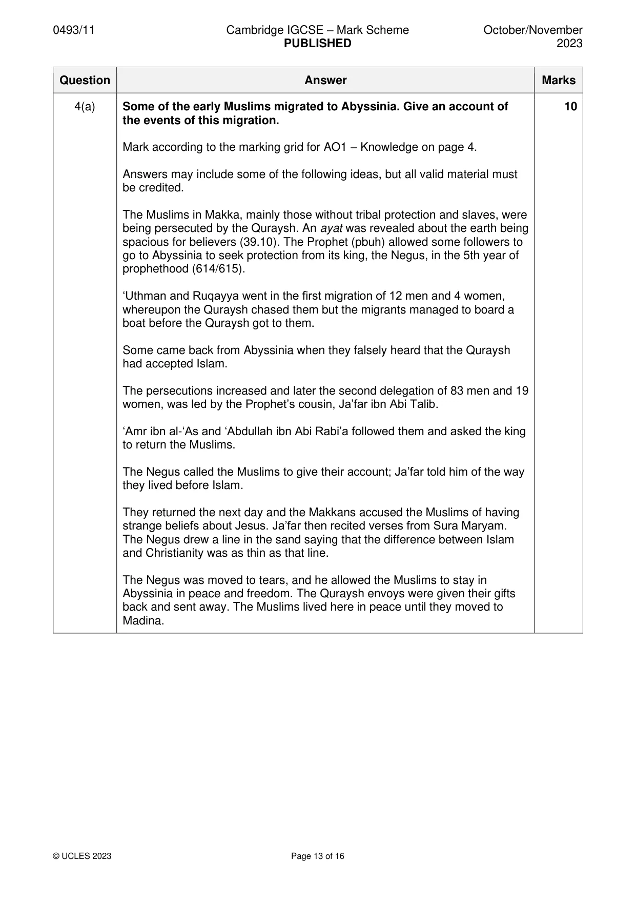 Mark scheme, page 13 of 16