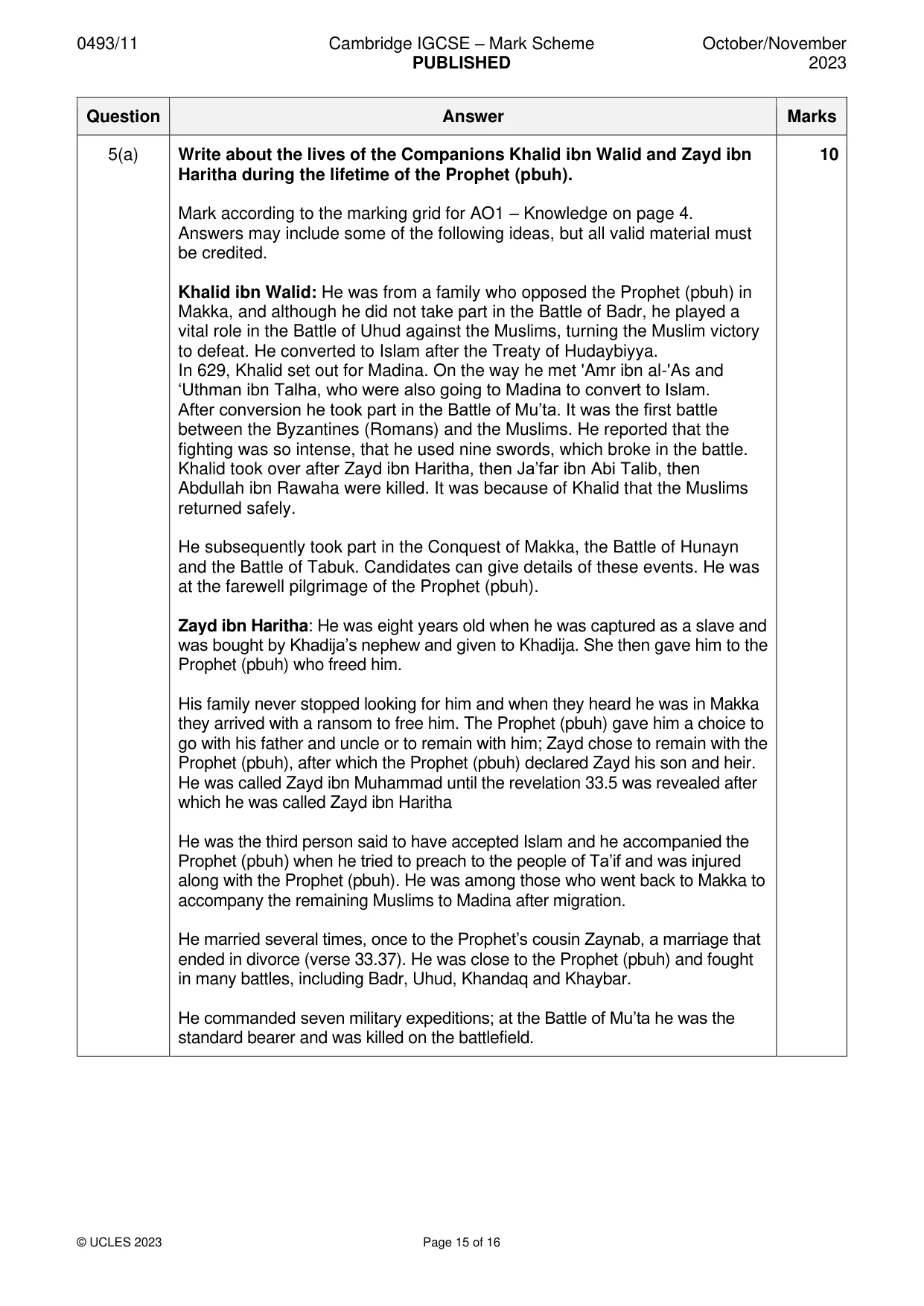 Mark scheme, page 15 of 16