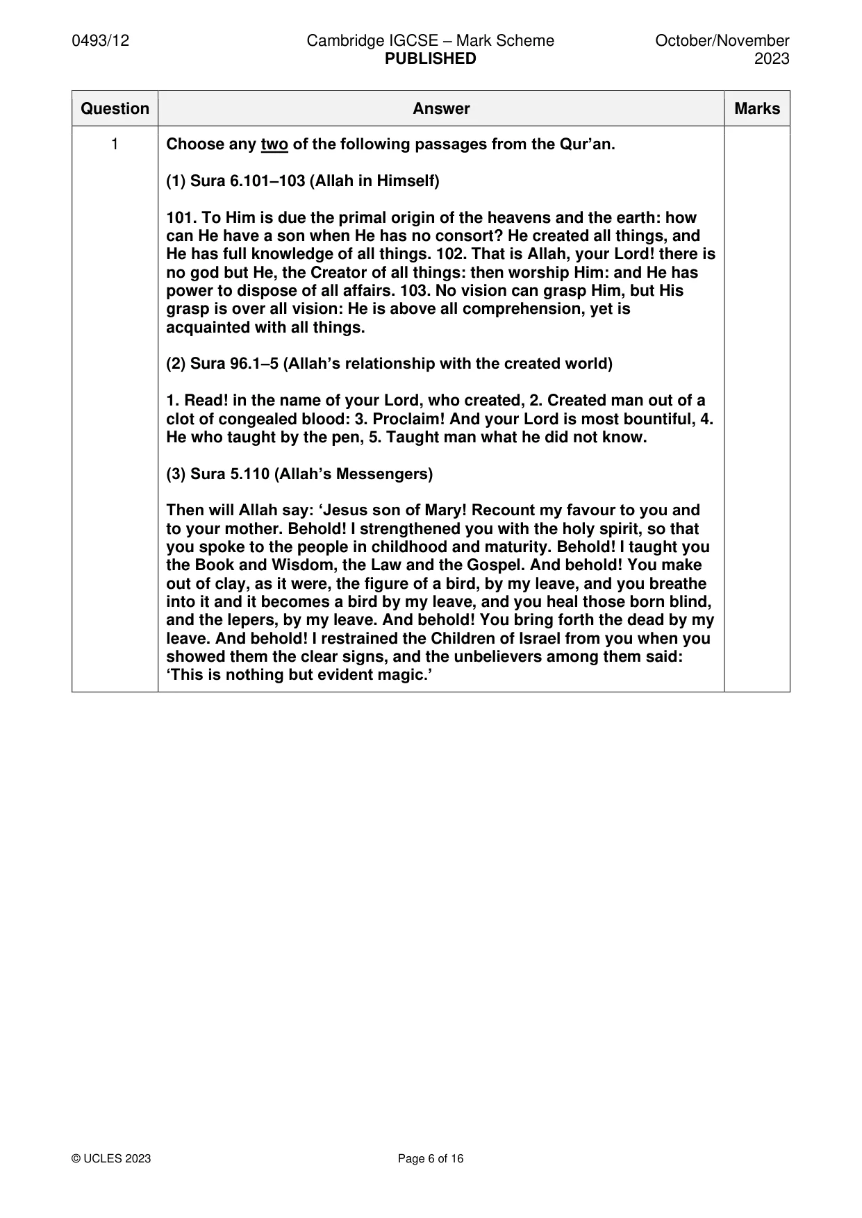 Mark scheme, page 6 of 16