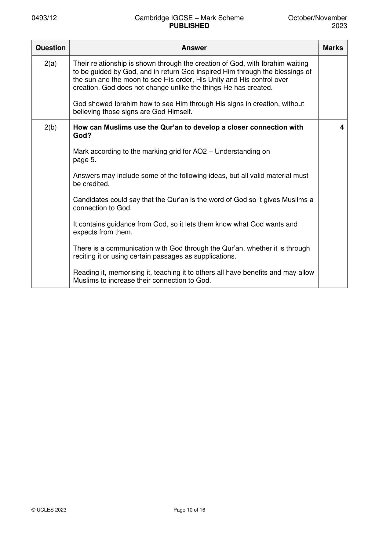 Mark scheme, page 10 of 16