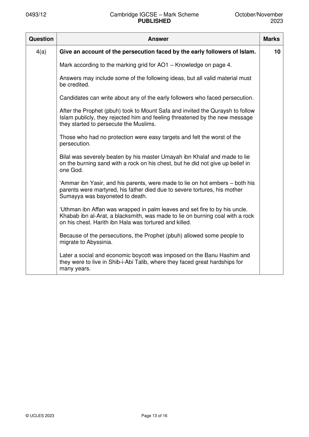 Mark scheme, page 13 of 16