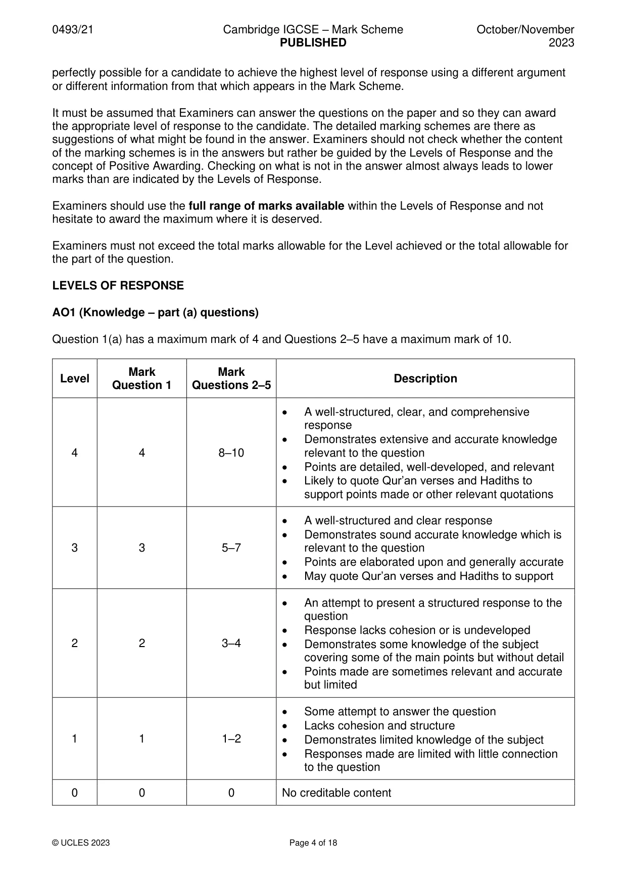 Mark scheme, page 4 of 18