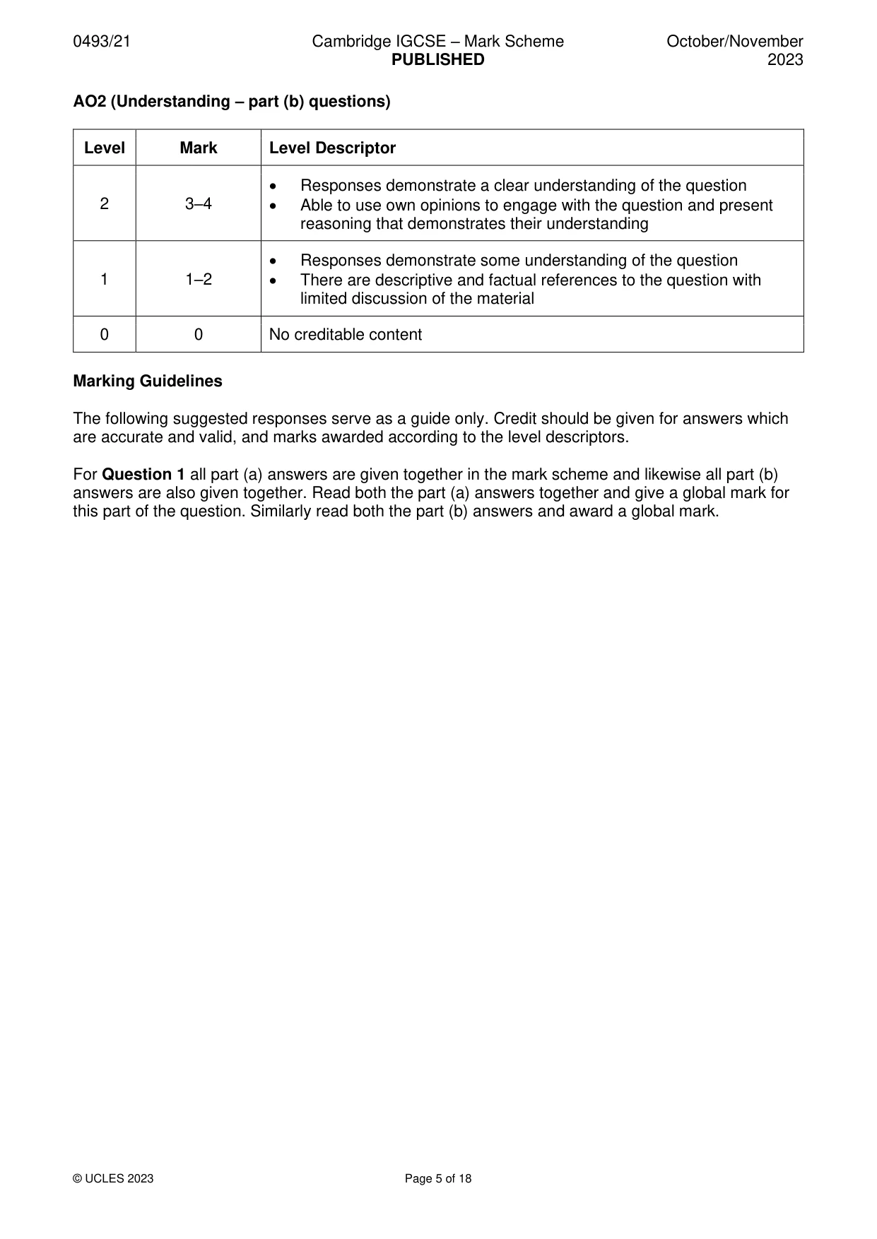 Mark scheme, page 5 of 18