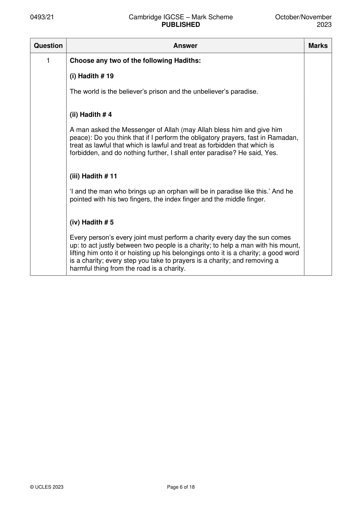 Mark scheme, page 6 of 18