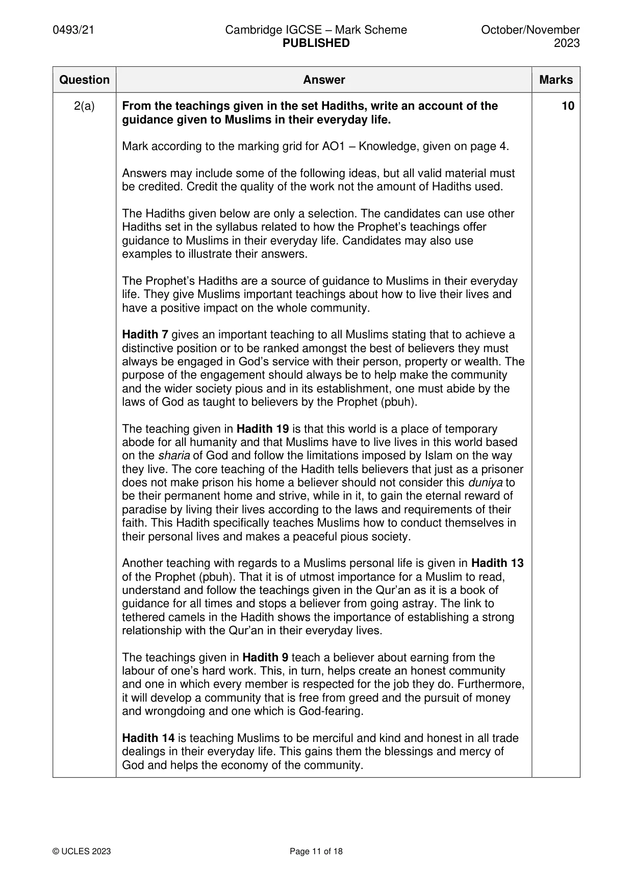 Mark scheme, page 11 of 18