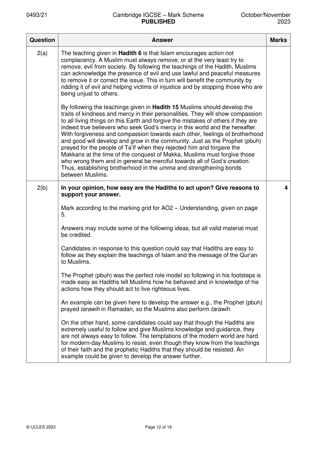 Mark scheme, page 12 of 18
