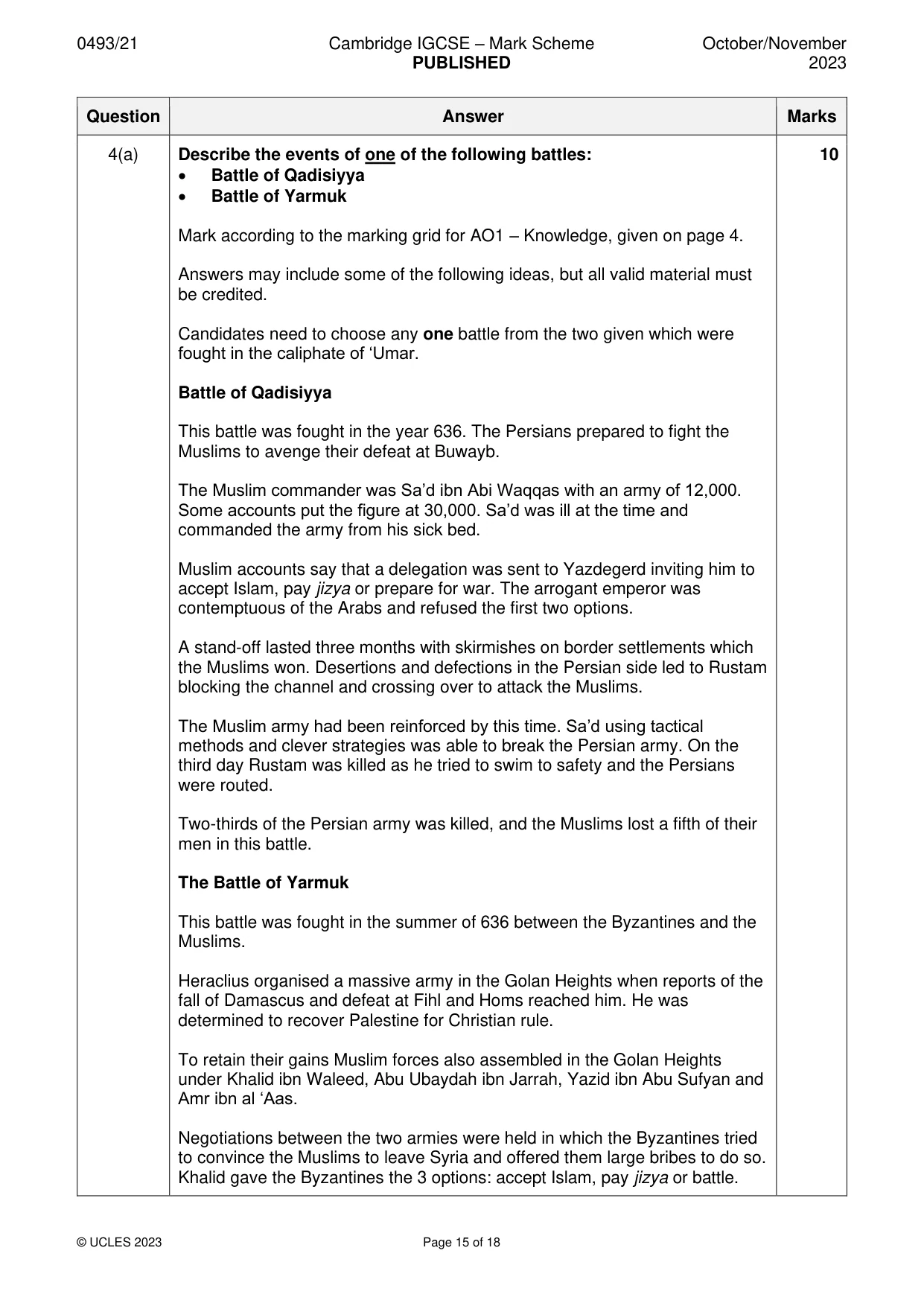 Mark scheme, page 15 of 18