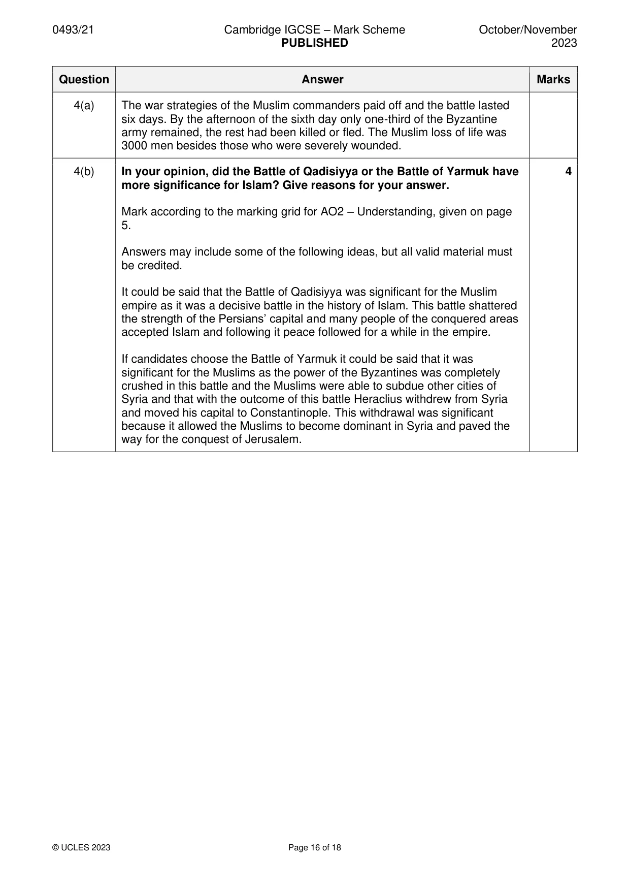 Mark scheme, page 16 of 18