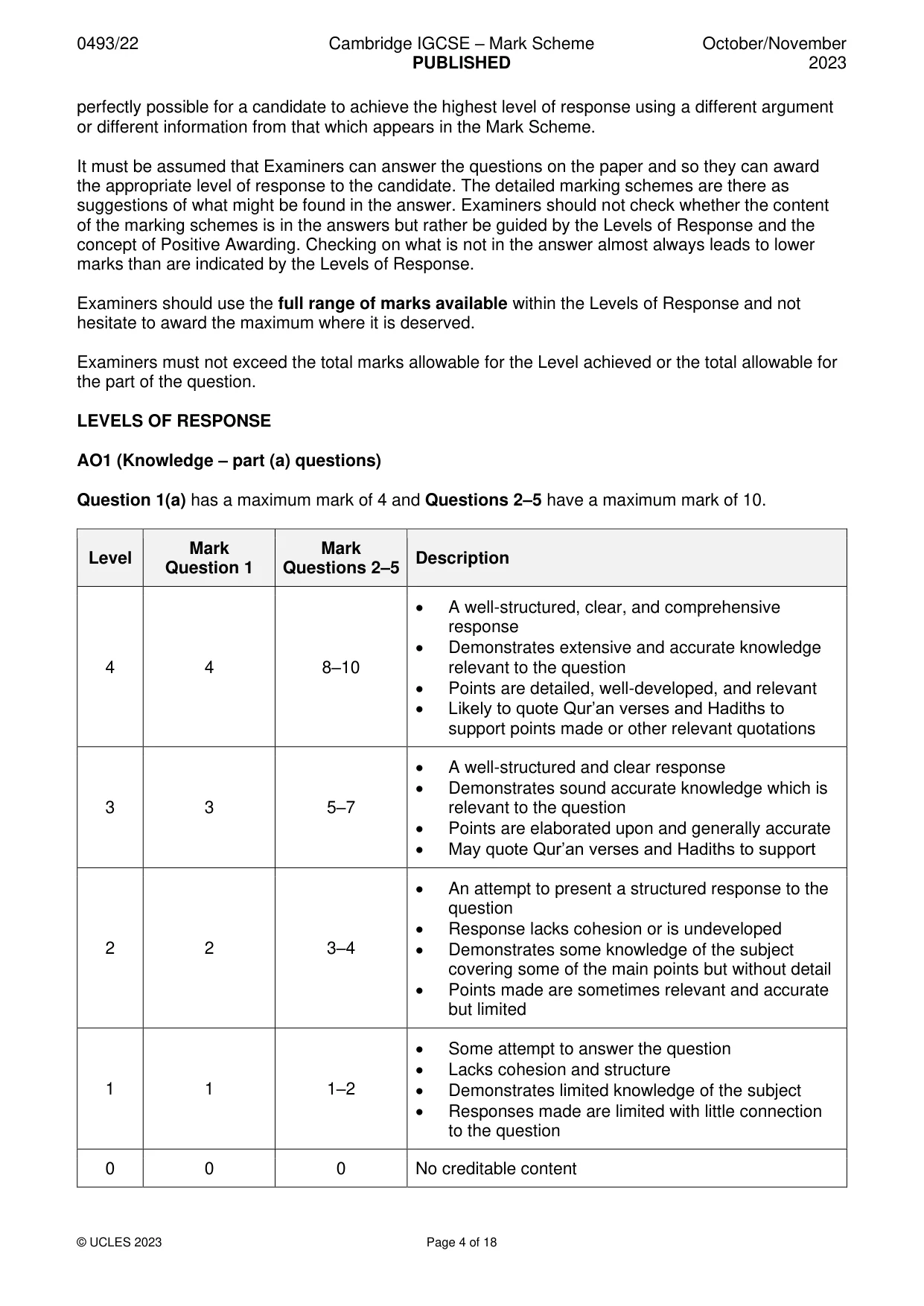 Mark scheme, page 4 of 18