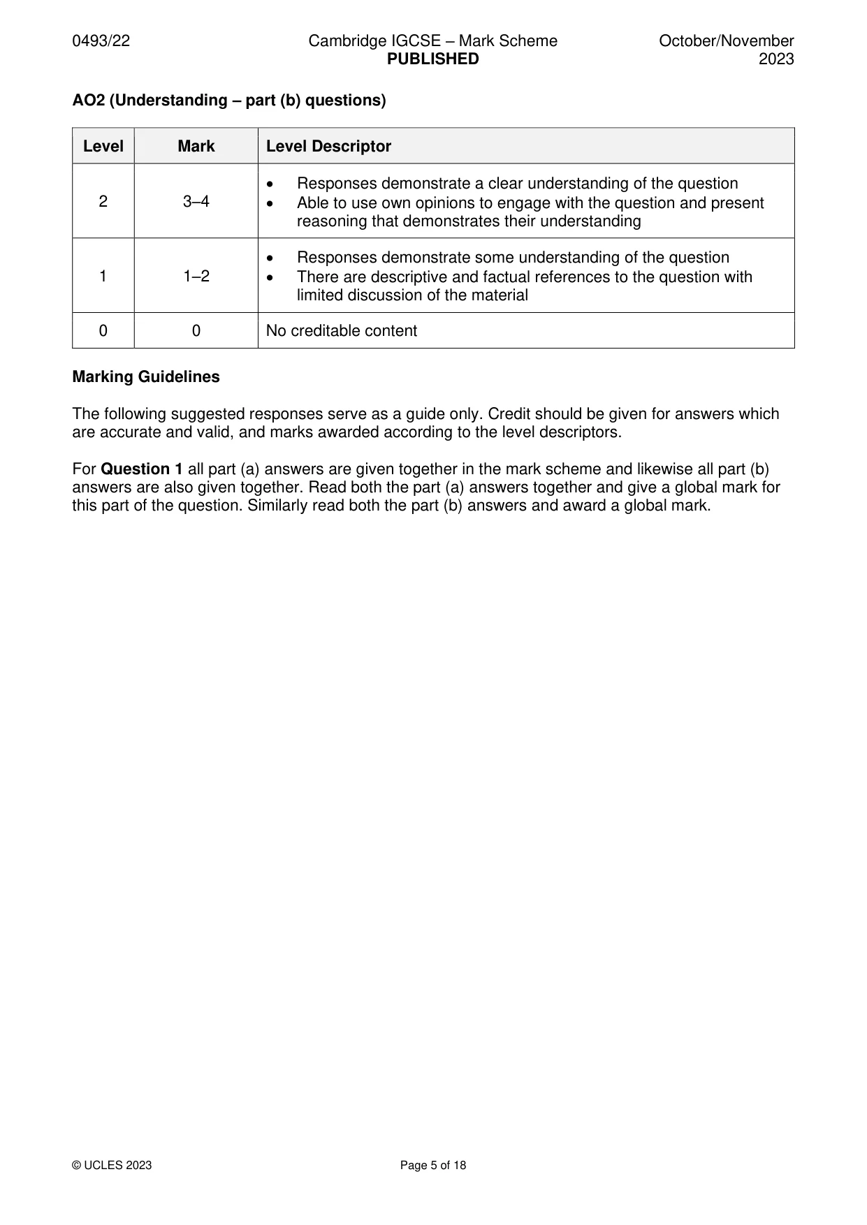 Mark scheme, page 5 of 18
