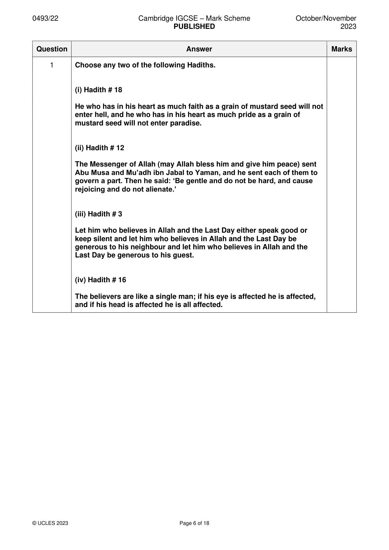 Mark scheme, page 6 of 18