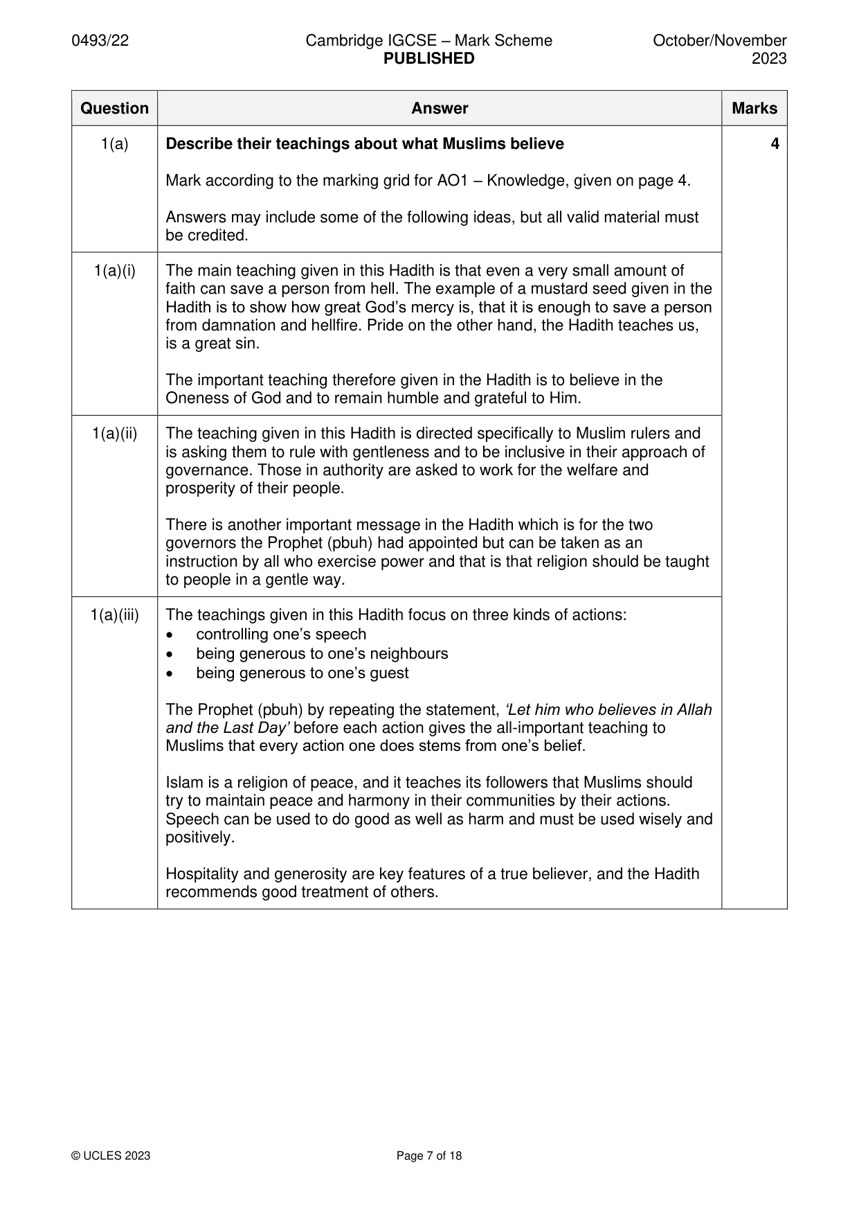 Mark scheme, page 7 of 18
