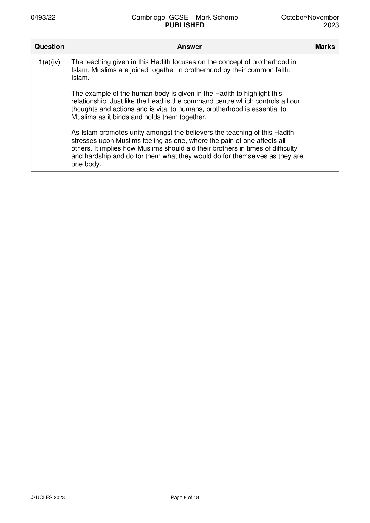 Mark scheme, page 8 of 18