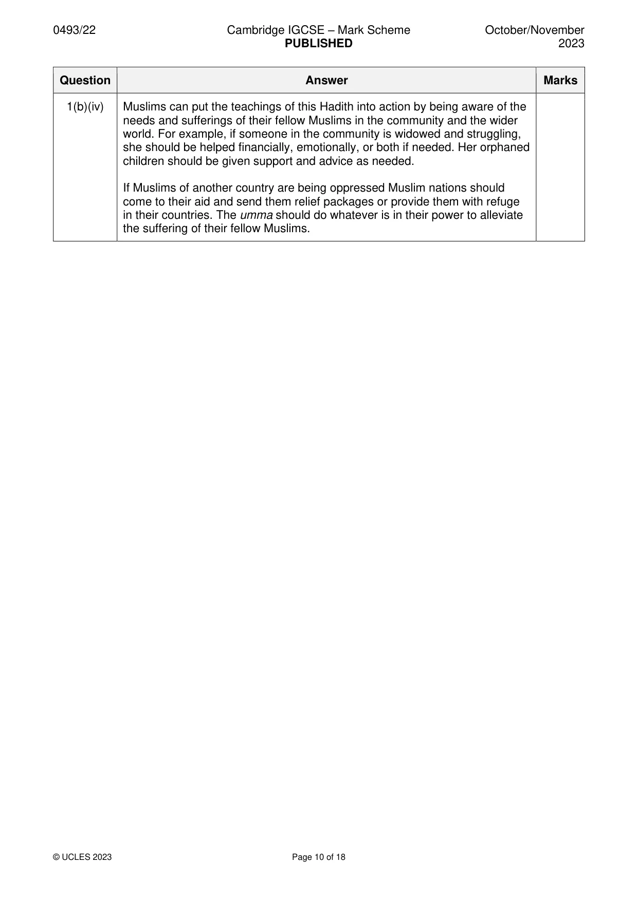 Mark scheme, page 10 of 18