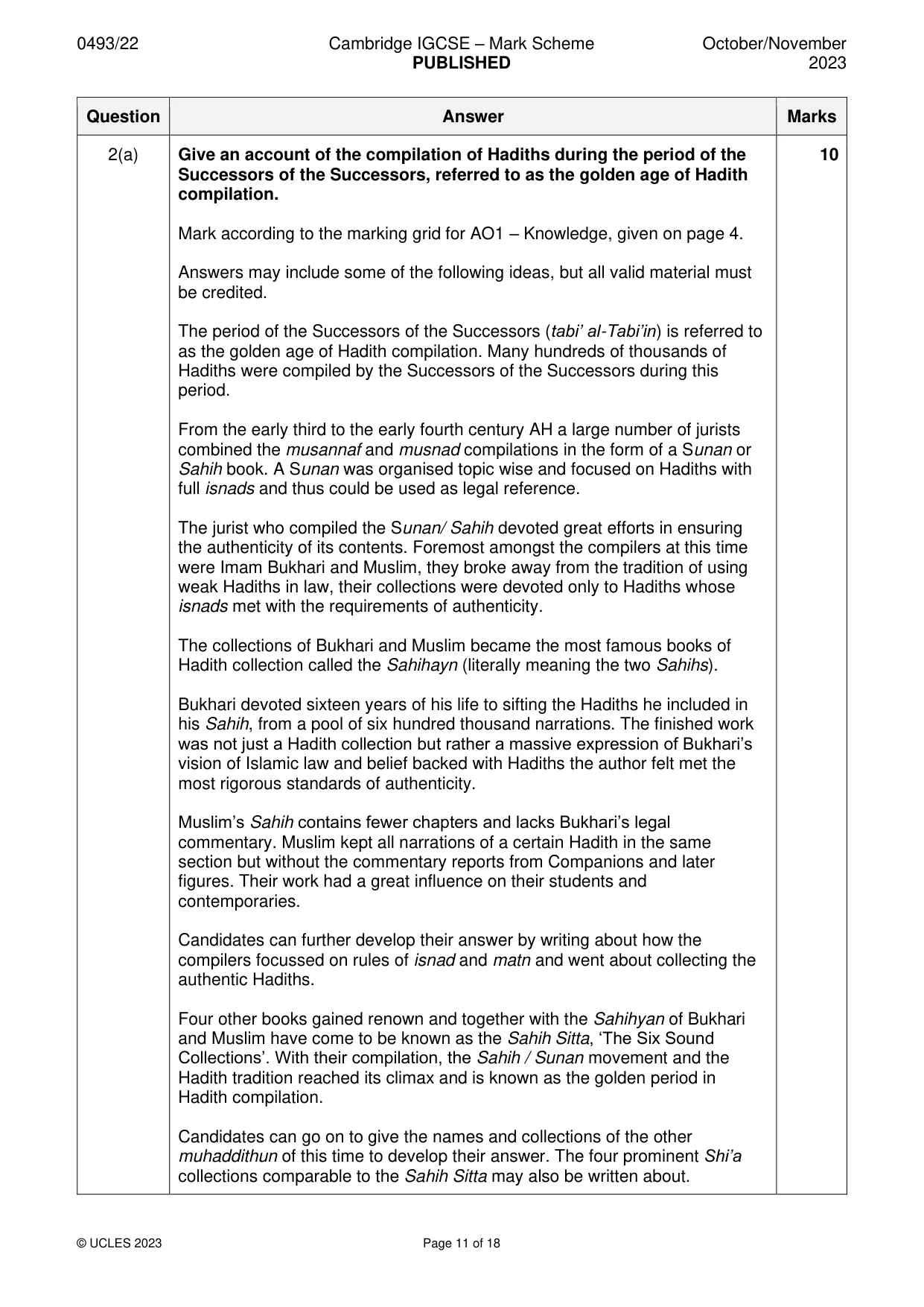 Mark scheme, page 11 of 18