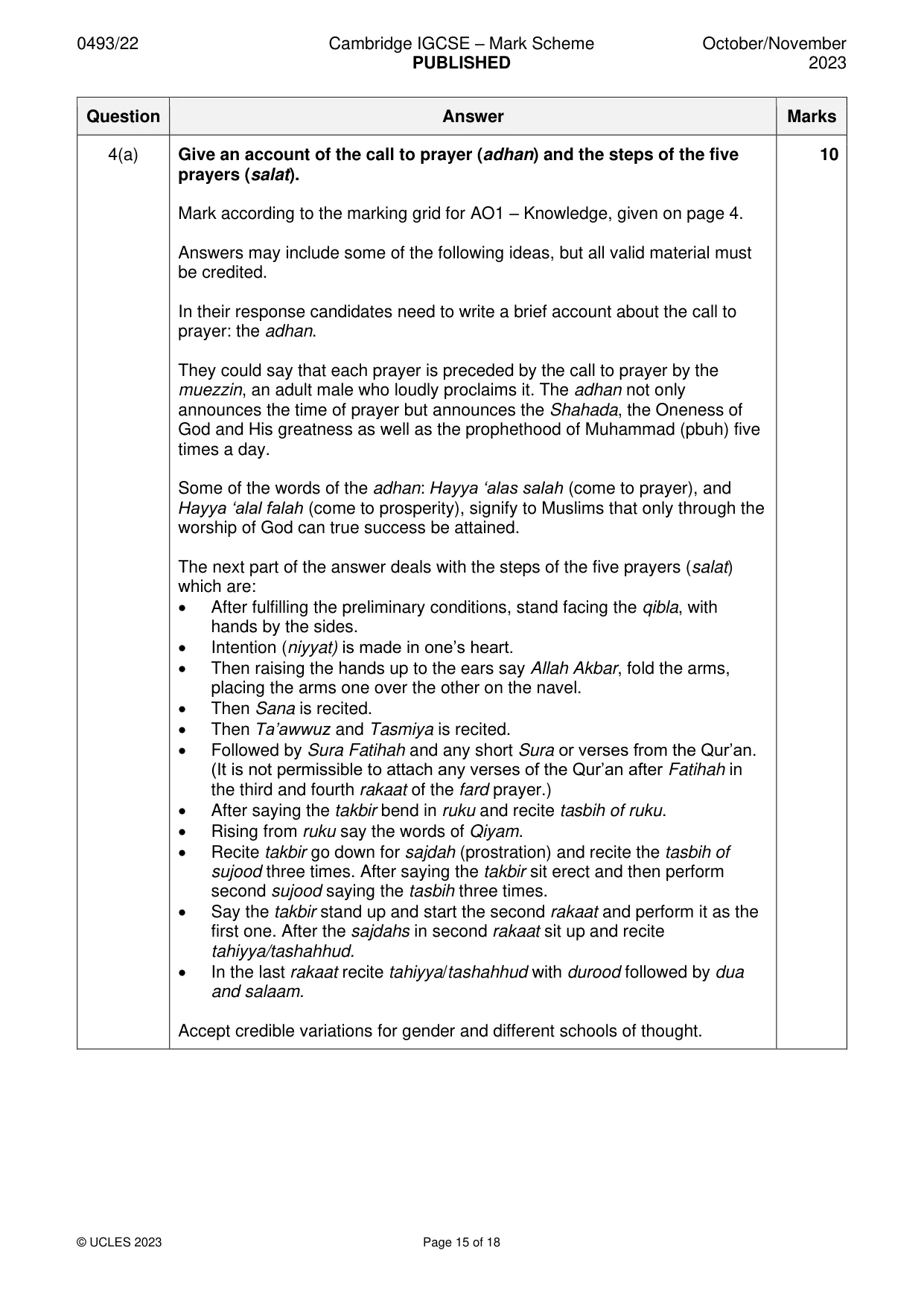 Mark scheme, page 15 of 18