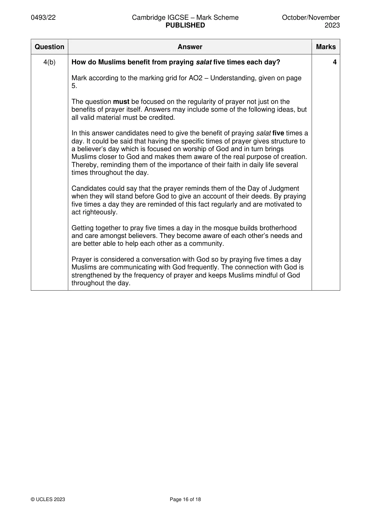 Mark scheme, page 16 of 18