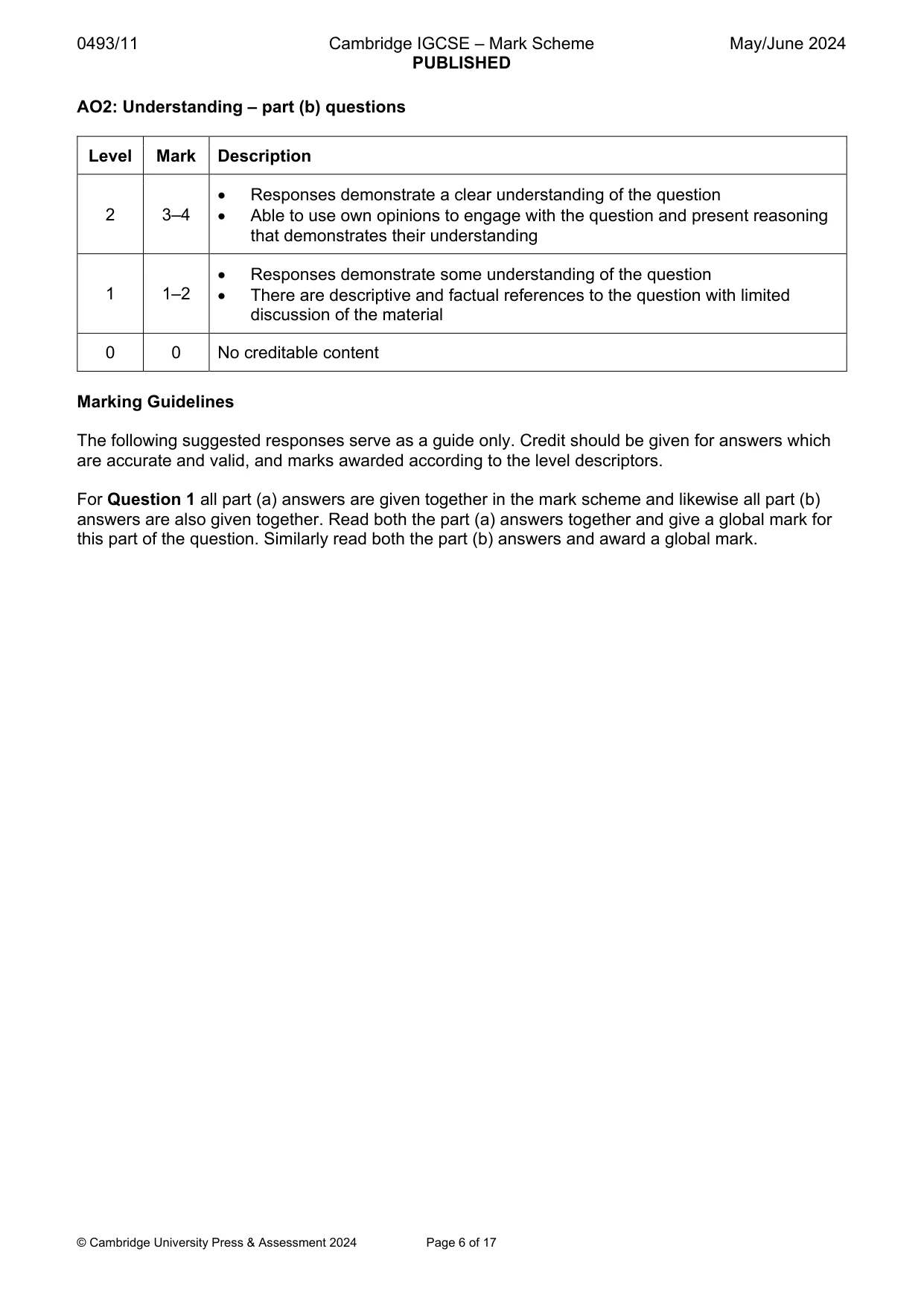 Mark scheme, page 6 of 17