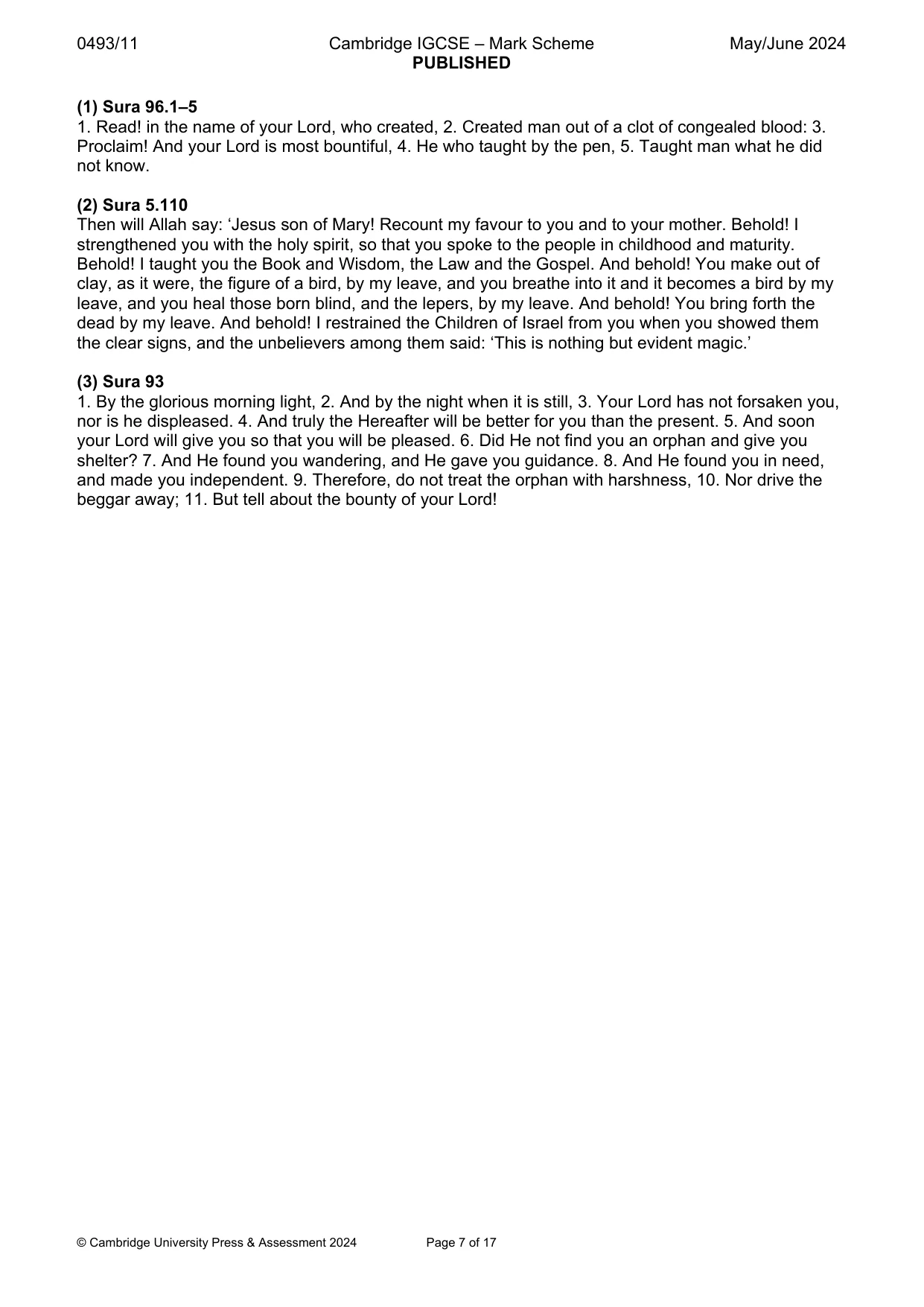 Mark scheme, page 7 of 17