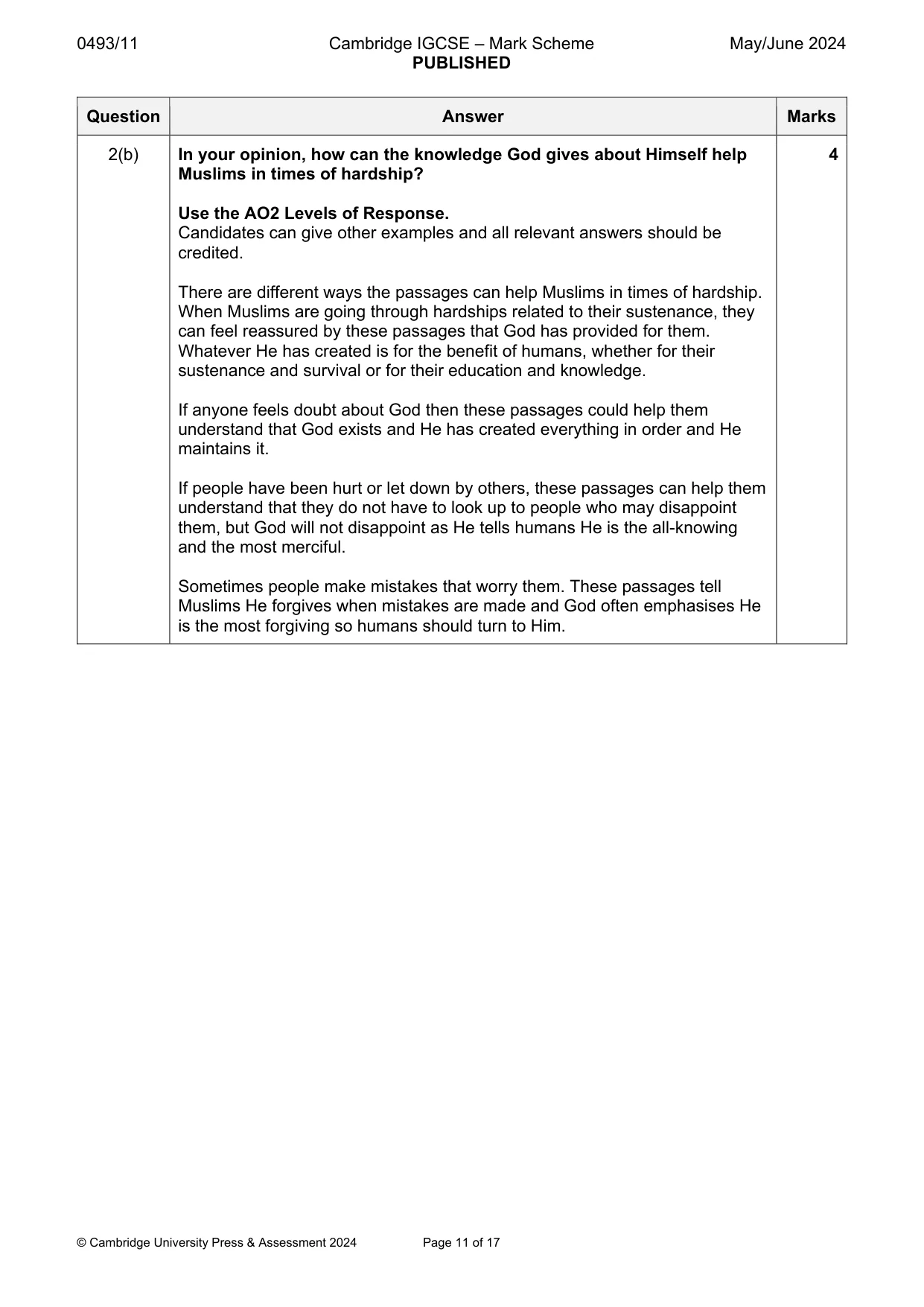 Mark scheme, page 11 of 17