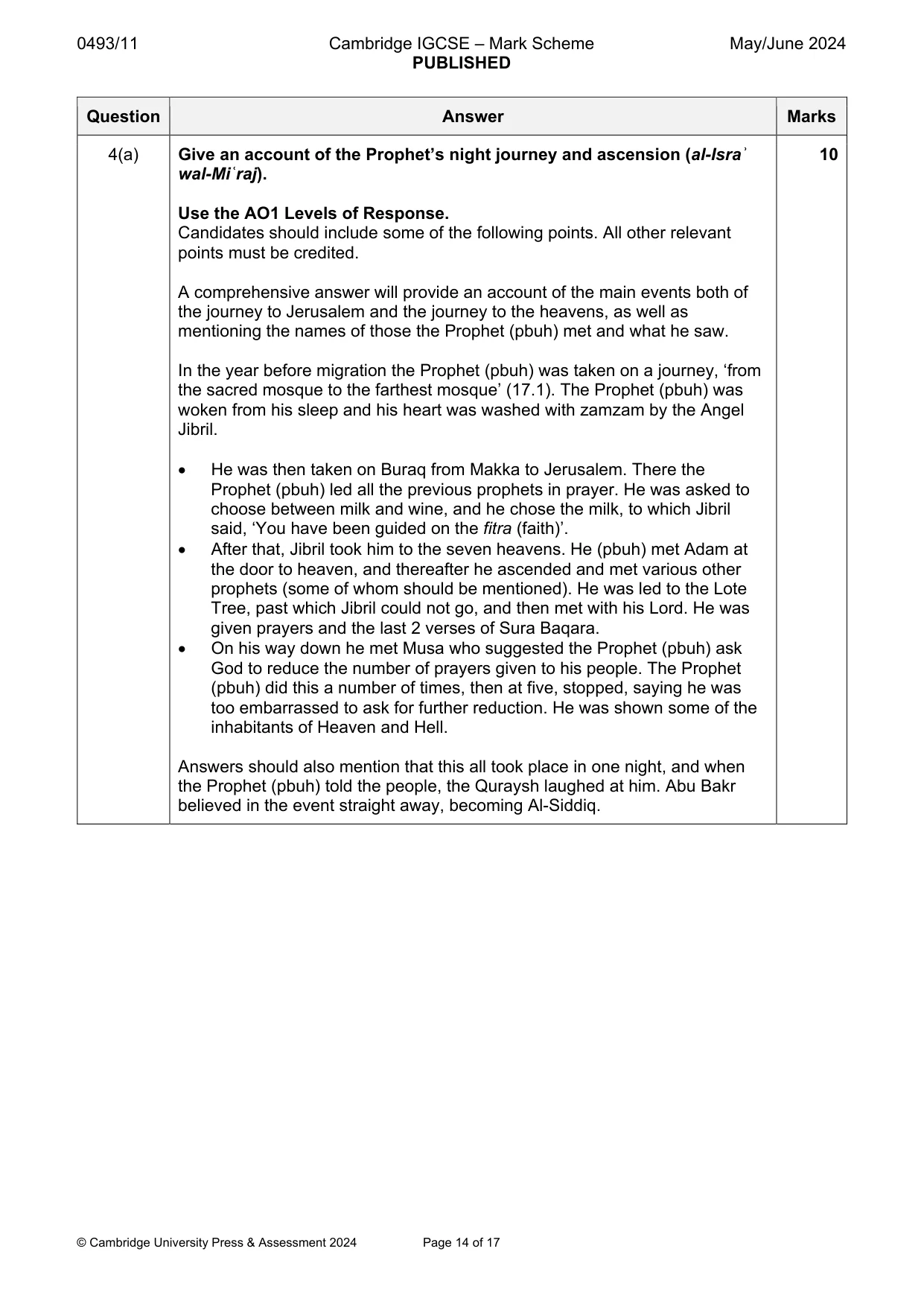 Mark scheme, page 14 of 17