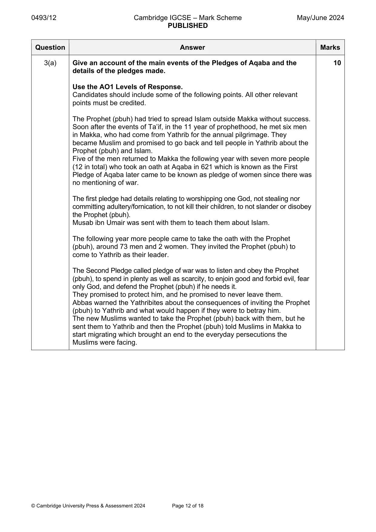 Mark scheme, page 12 of 18