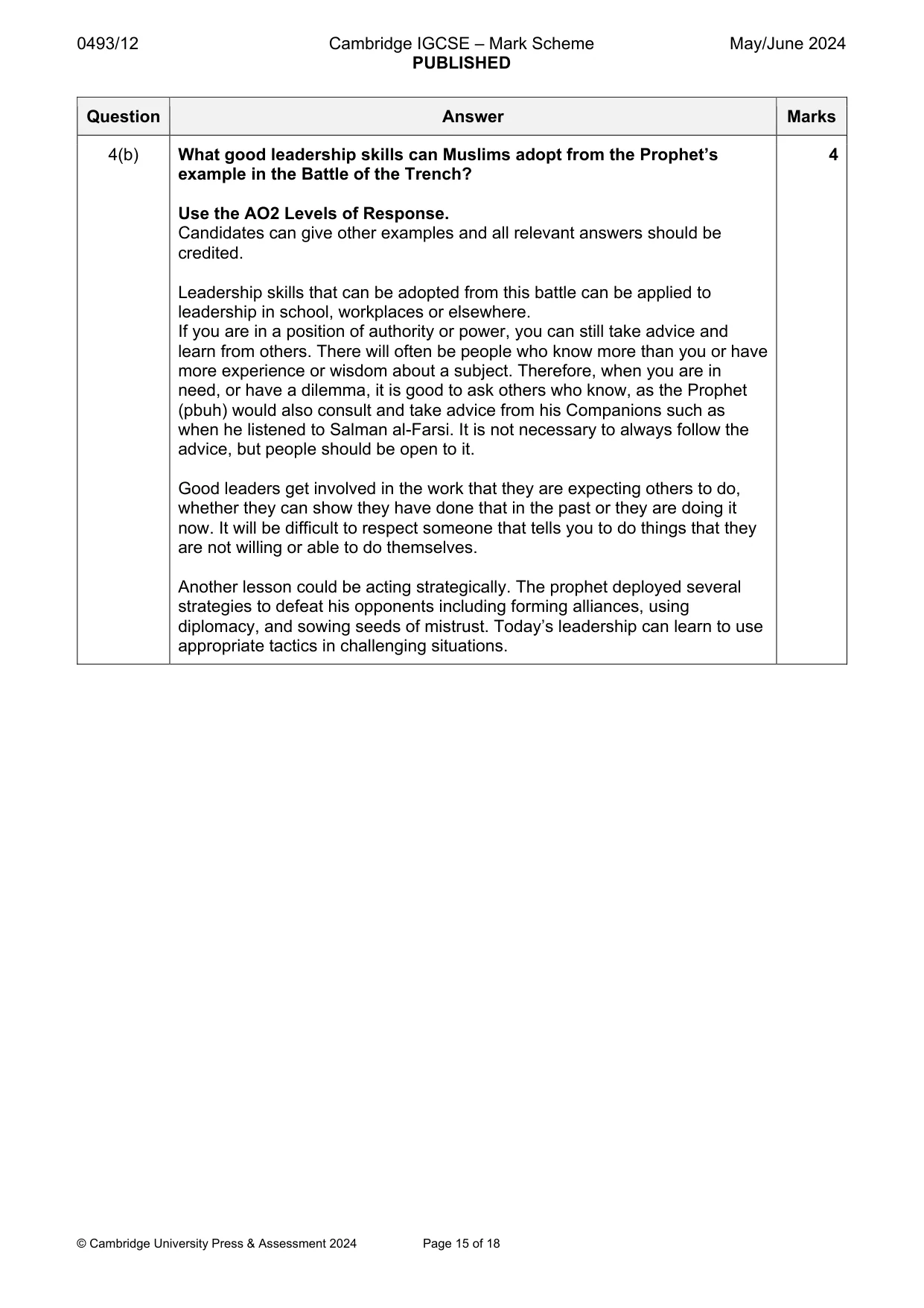 Mark scheme, page 15 of 18