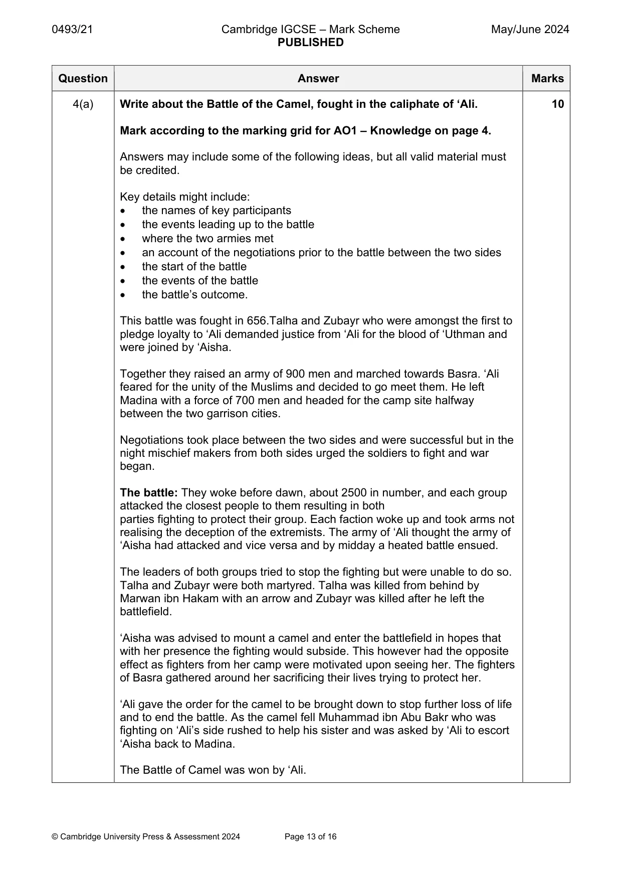Mark scheme, page 13 of 16