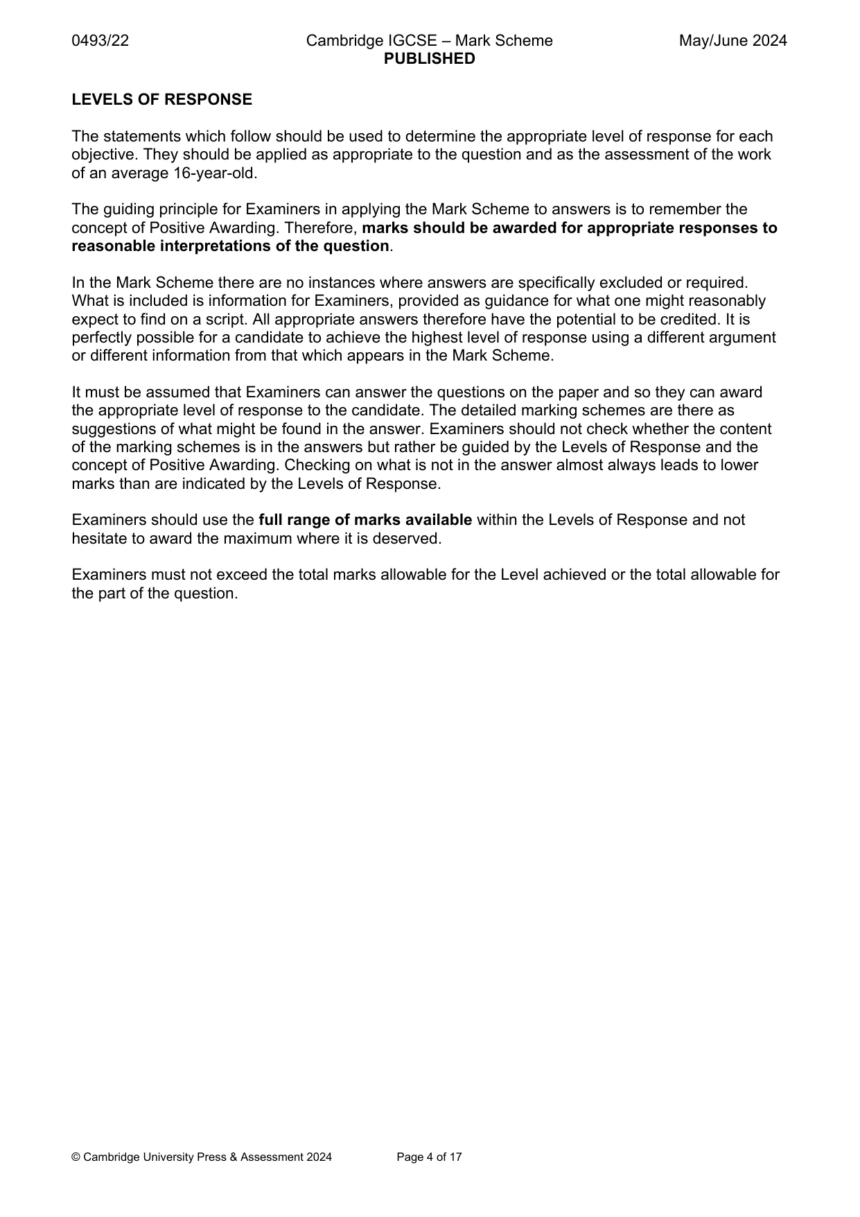 Mark scheme, page 4 of 17
